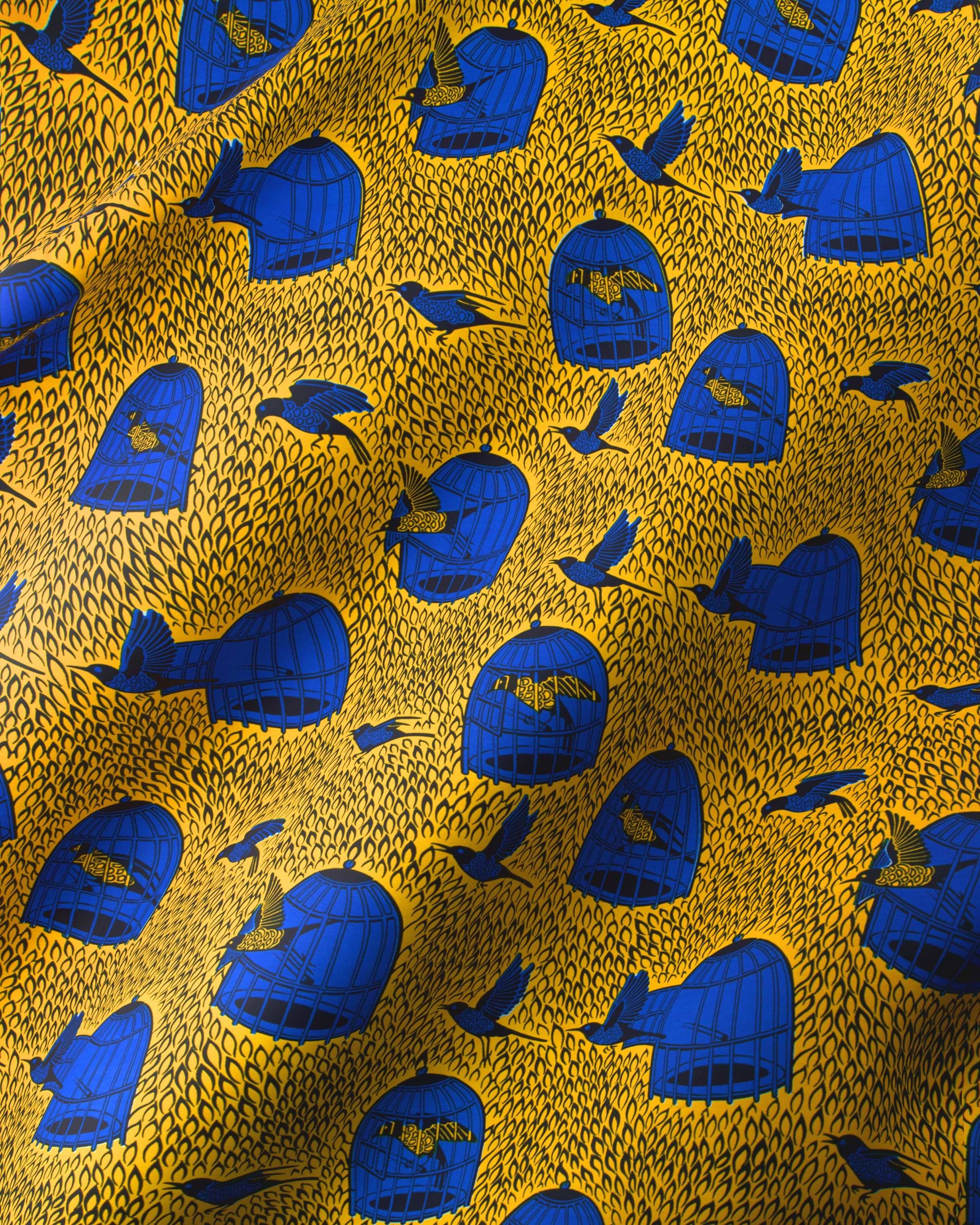 Vibrant yellow fabric pattern deep wax hollandais vl03610.052
