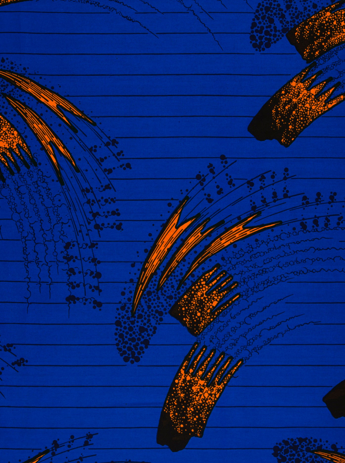 Blue orange patterned fabric wax hollandais vl03635.084