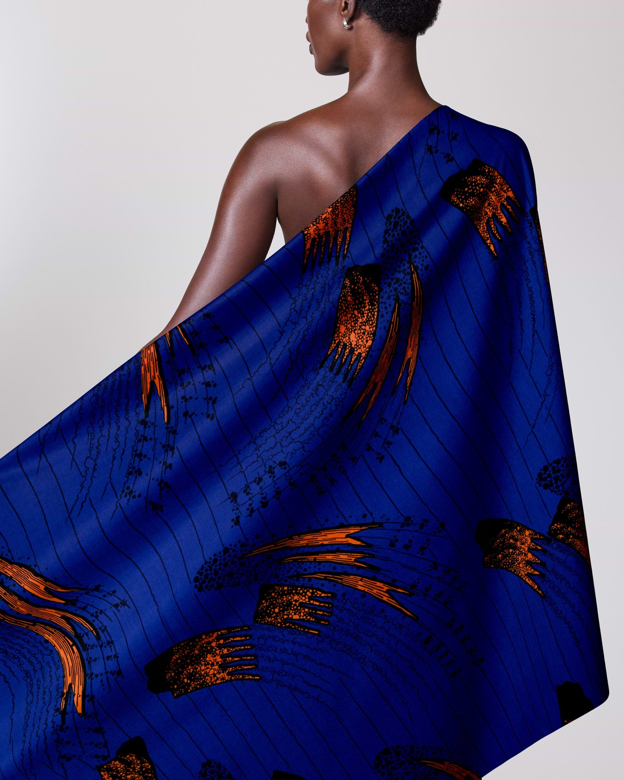 Vibrant royal blue wrap dress wax hollandais vl03635.084