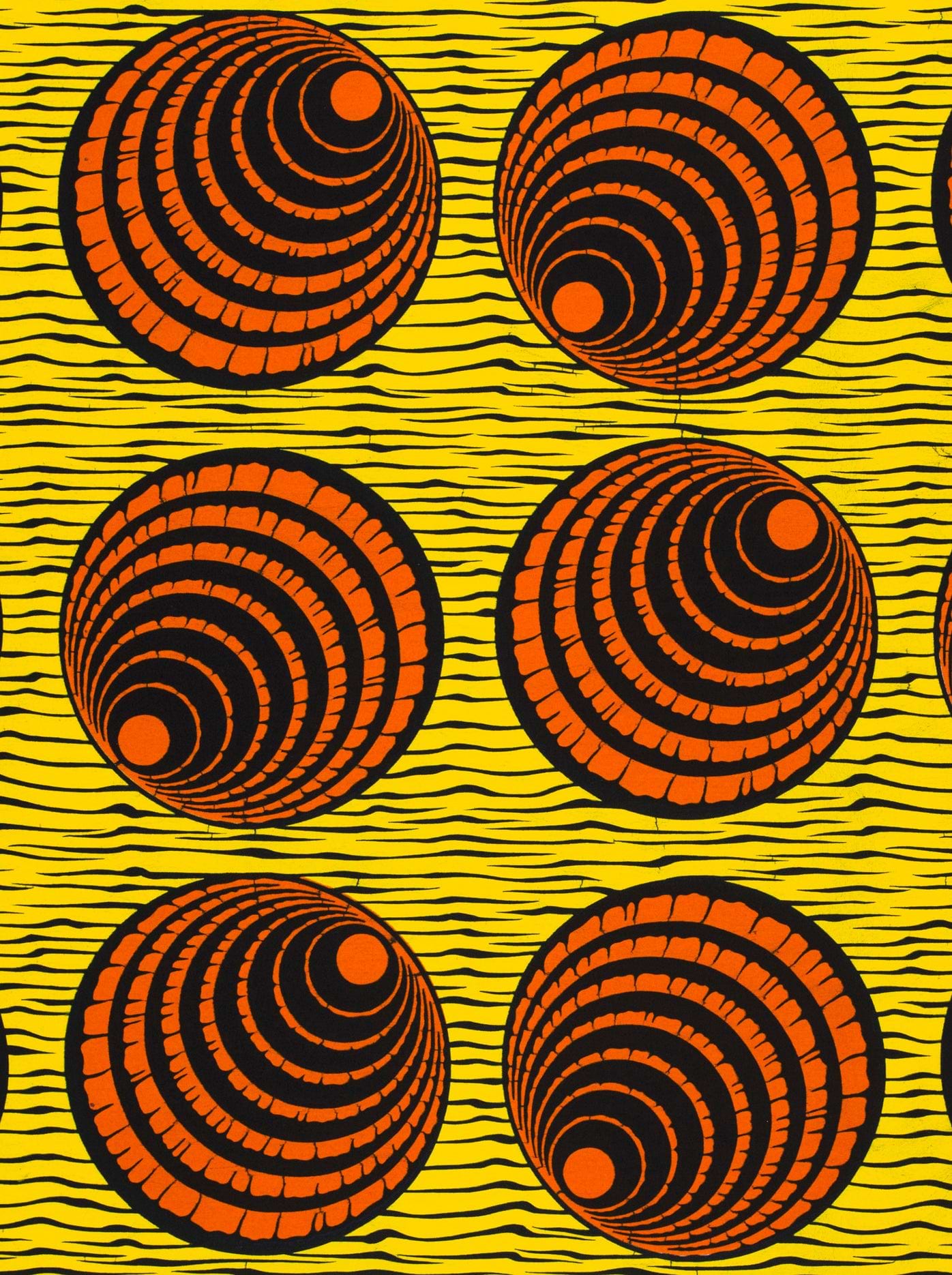Vibrant orange black concentric circle wax hollandais vl03636.140