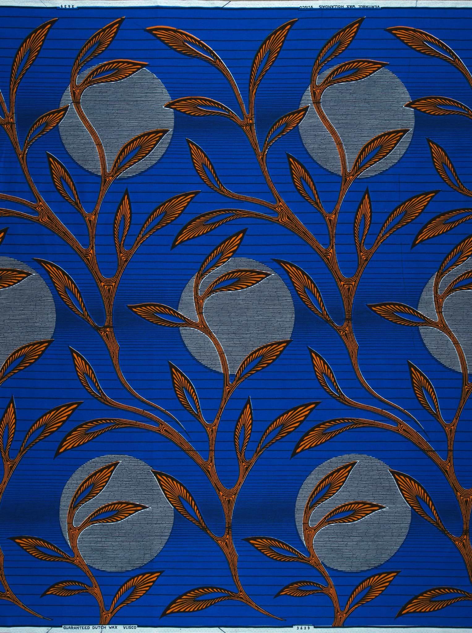 Blue fabric brown branches gray wax hollandais vl03639.212