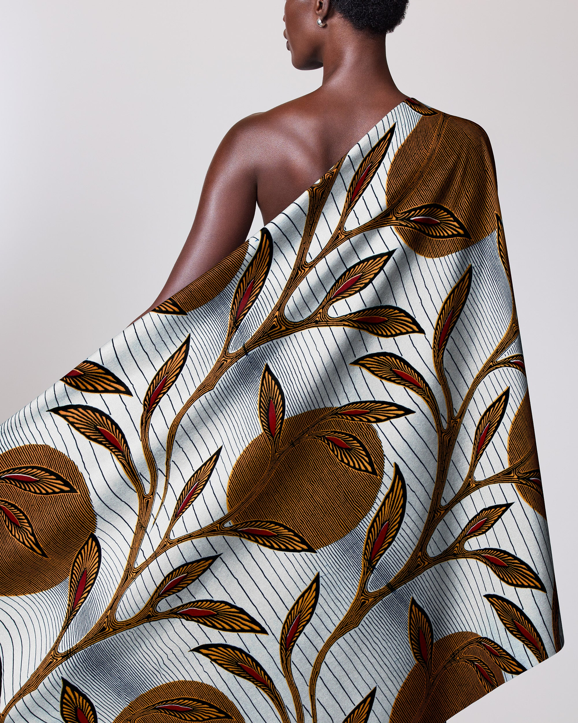 One-shoulder wrap dress bold brown wax hollandais vl03639.215