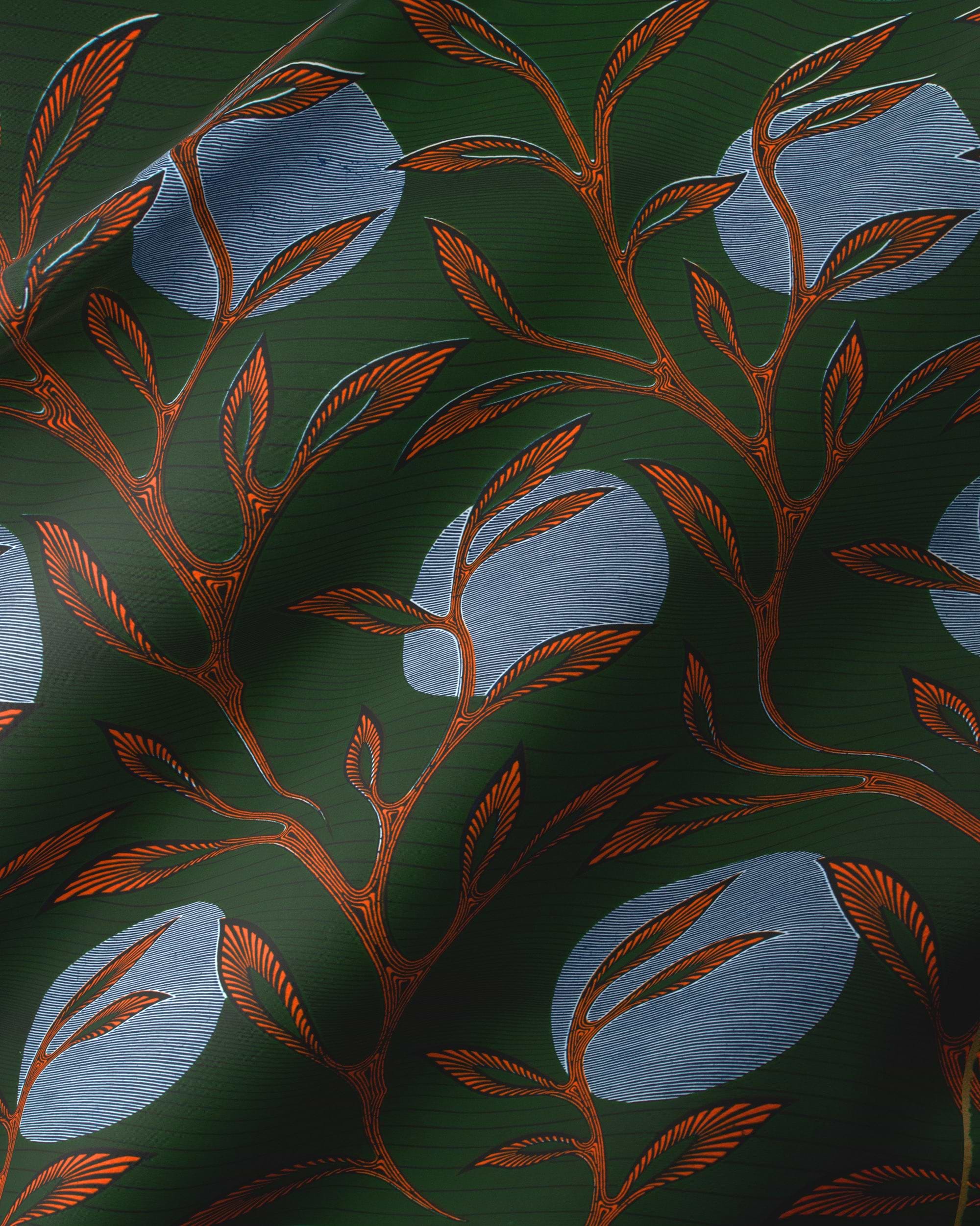 Dark green fabric pattern stylized wax hollandais vl03639.217