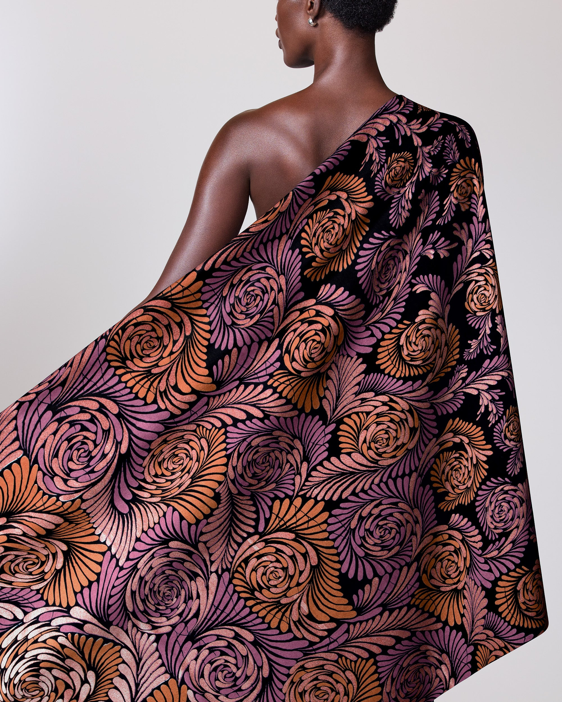 One-shoulder wrap dress bold pattern wax hollandais vl03674.012