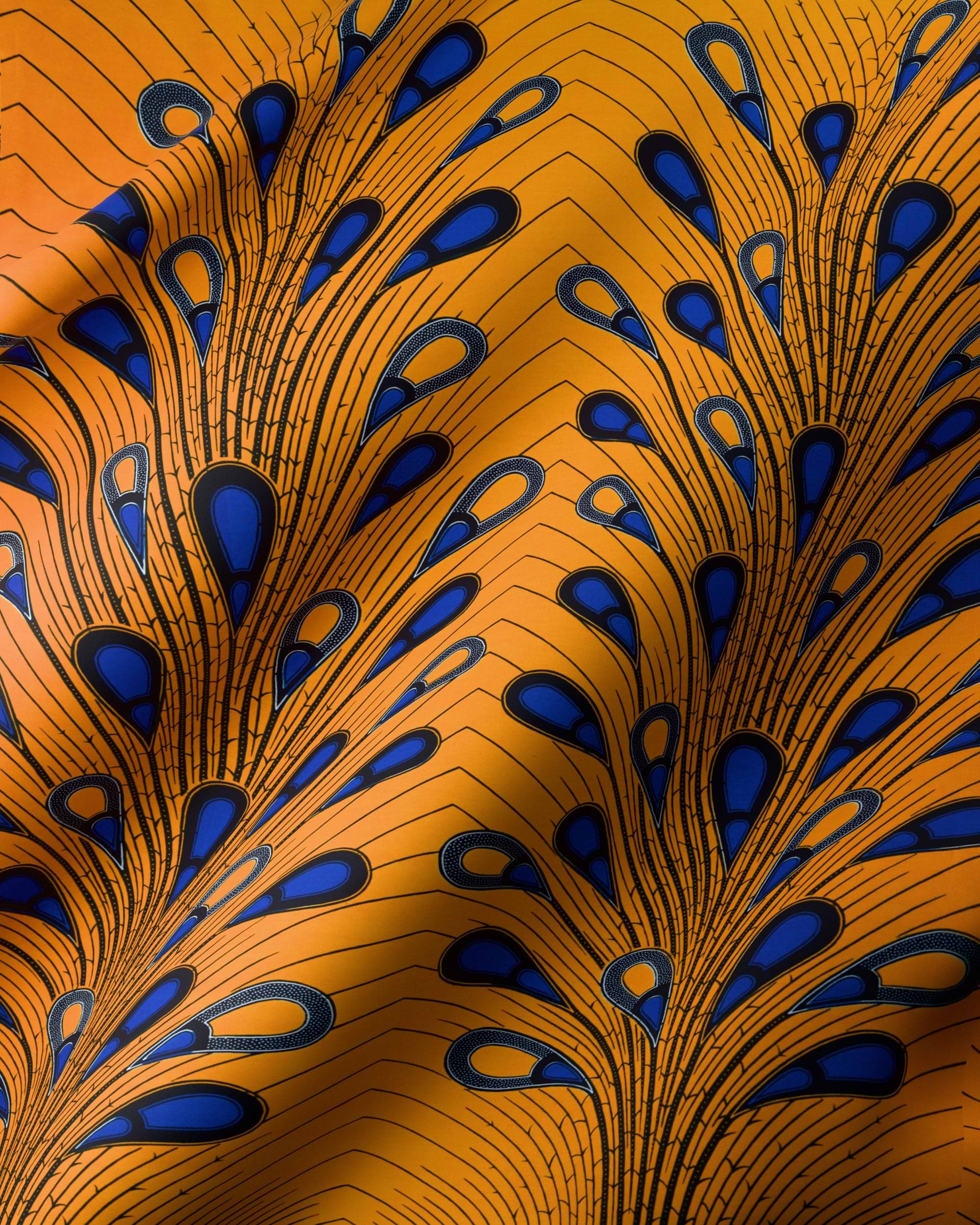 Vibrant orange fabric bold blue wax hollandais vl03739.128