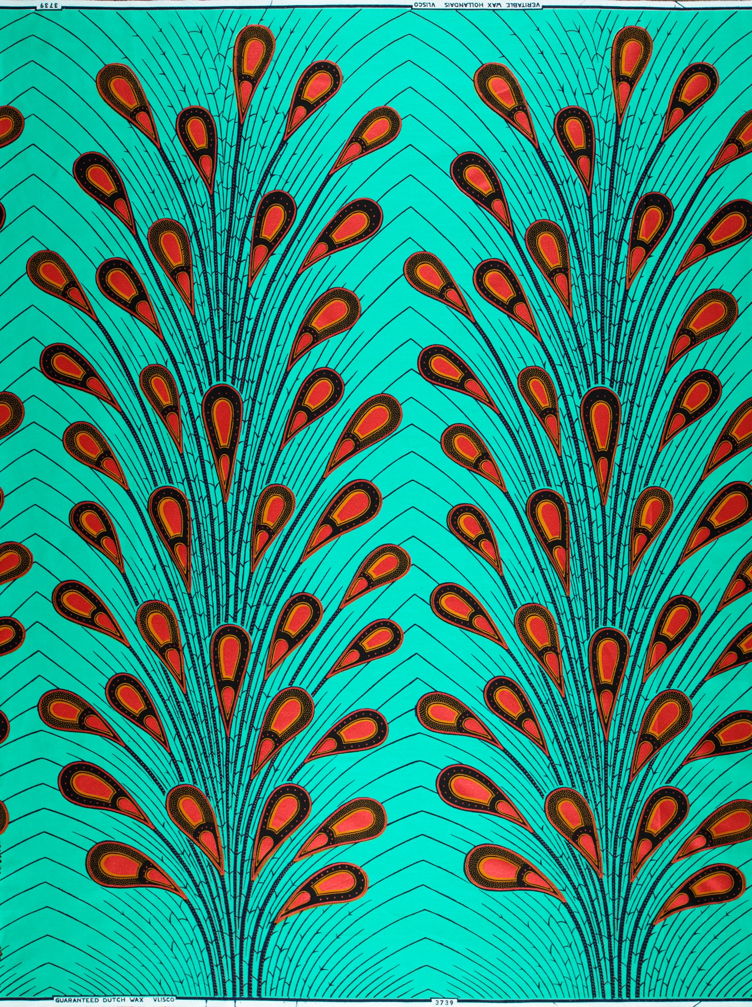 Vibrant turquoise fabric bold peacock wax hollandais vl03739.142