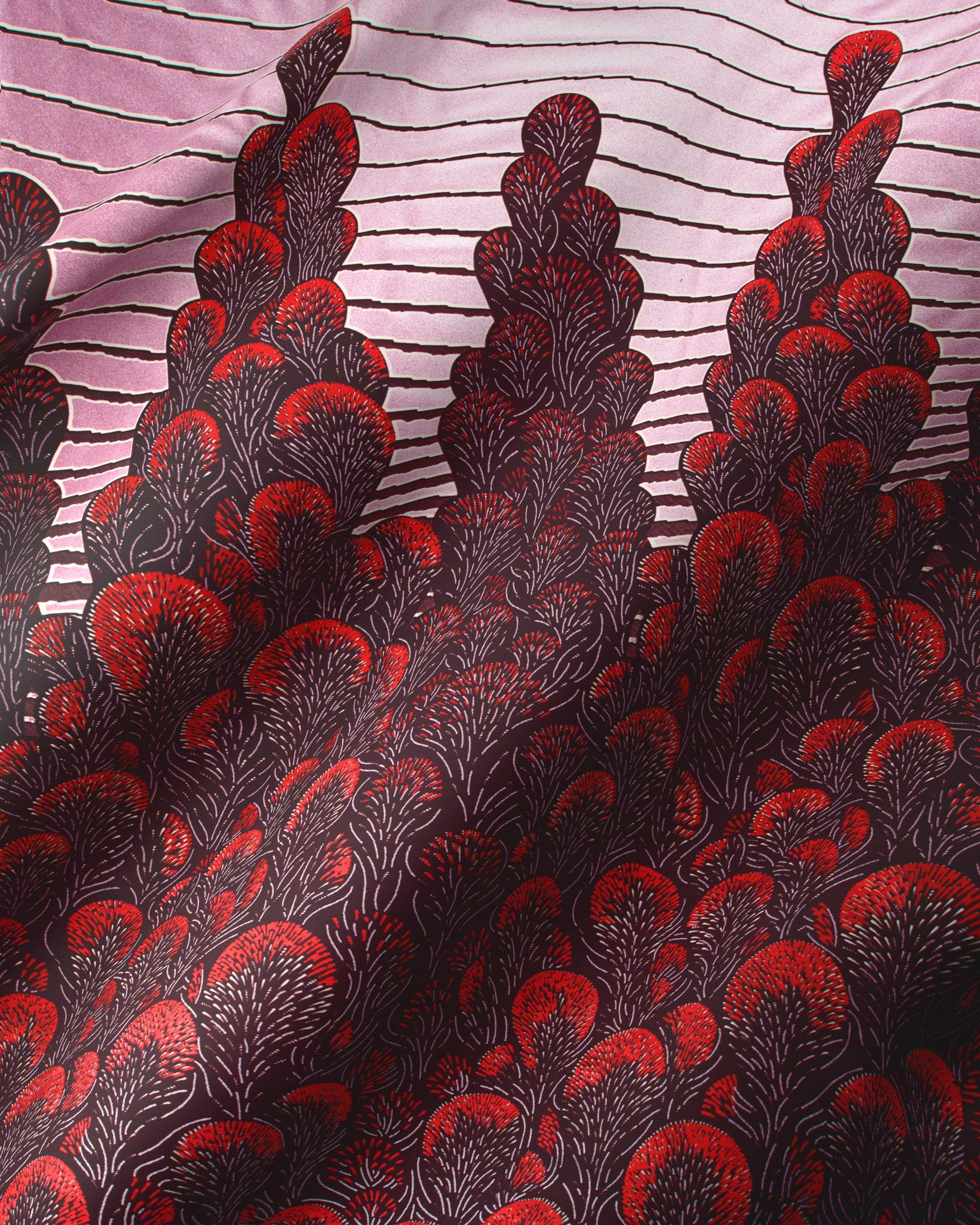 Vibrant red black patterned fabric wax glitterglam vl03762.015