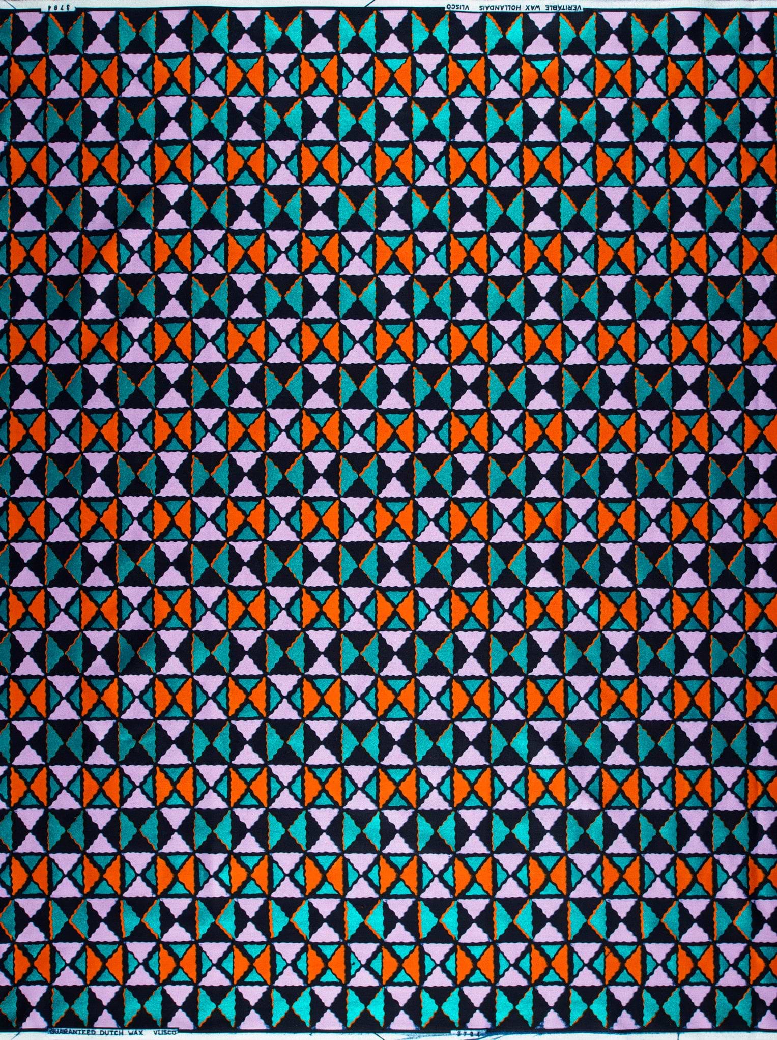 Vibrant geometric-patterned fabric design orange wax hollandais vl03784.065