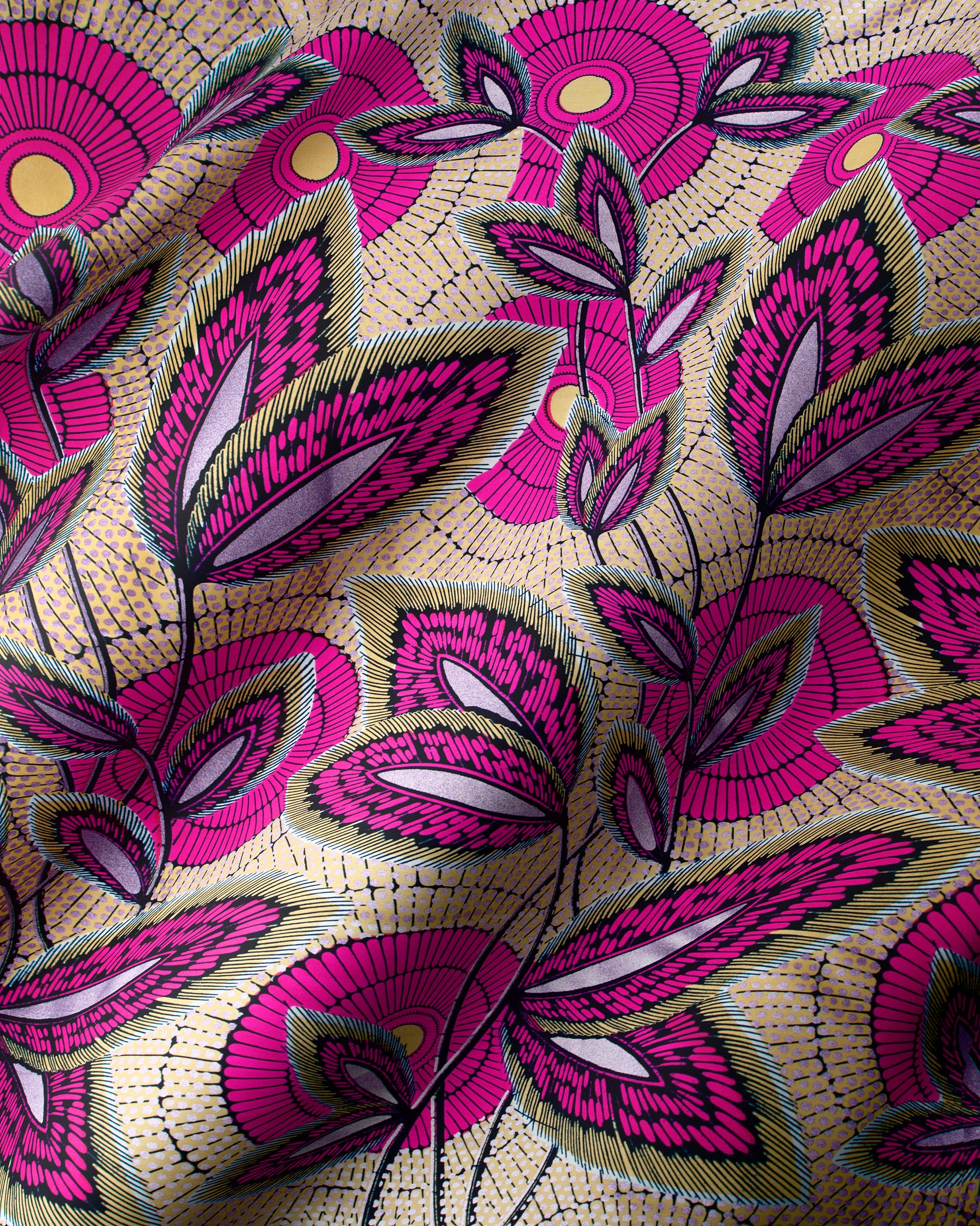 Vibrant pink green floral-patterned fabric wax hollandais vl03941.010
