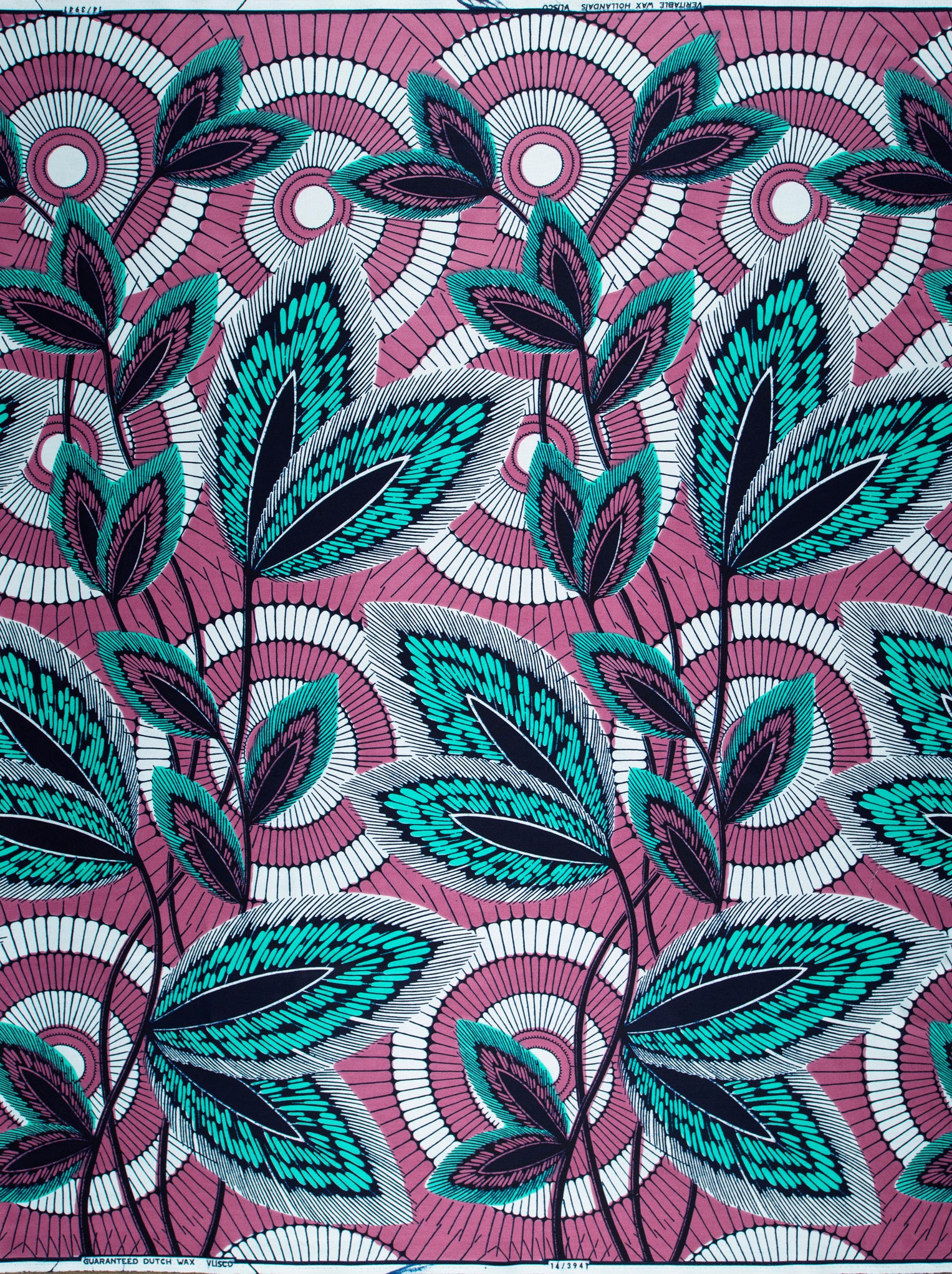 Vibrant pink teal african print wax hollandais vl03941.011