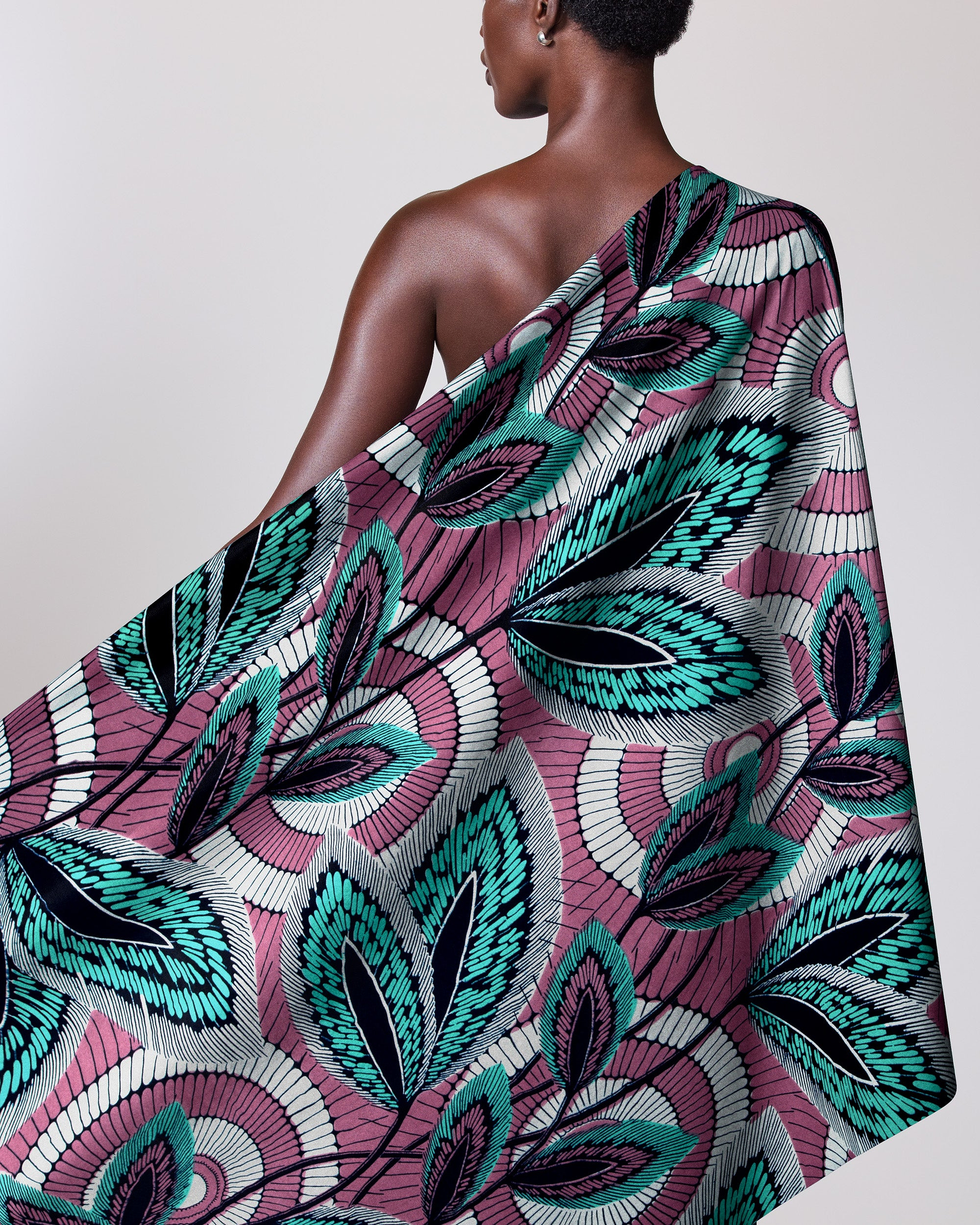 Vibrant one-shoulder wrap dress bold wax hollandais vl03941.011