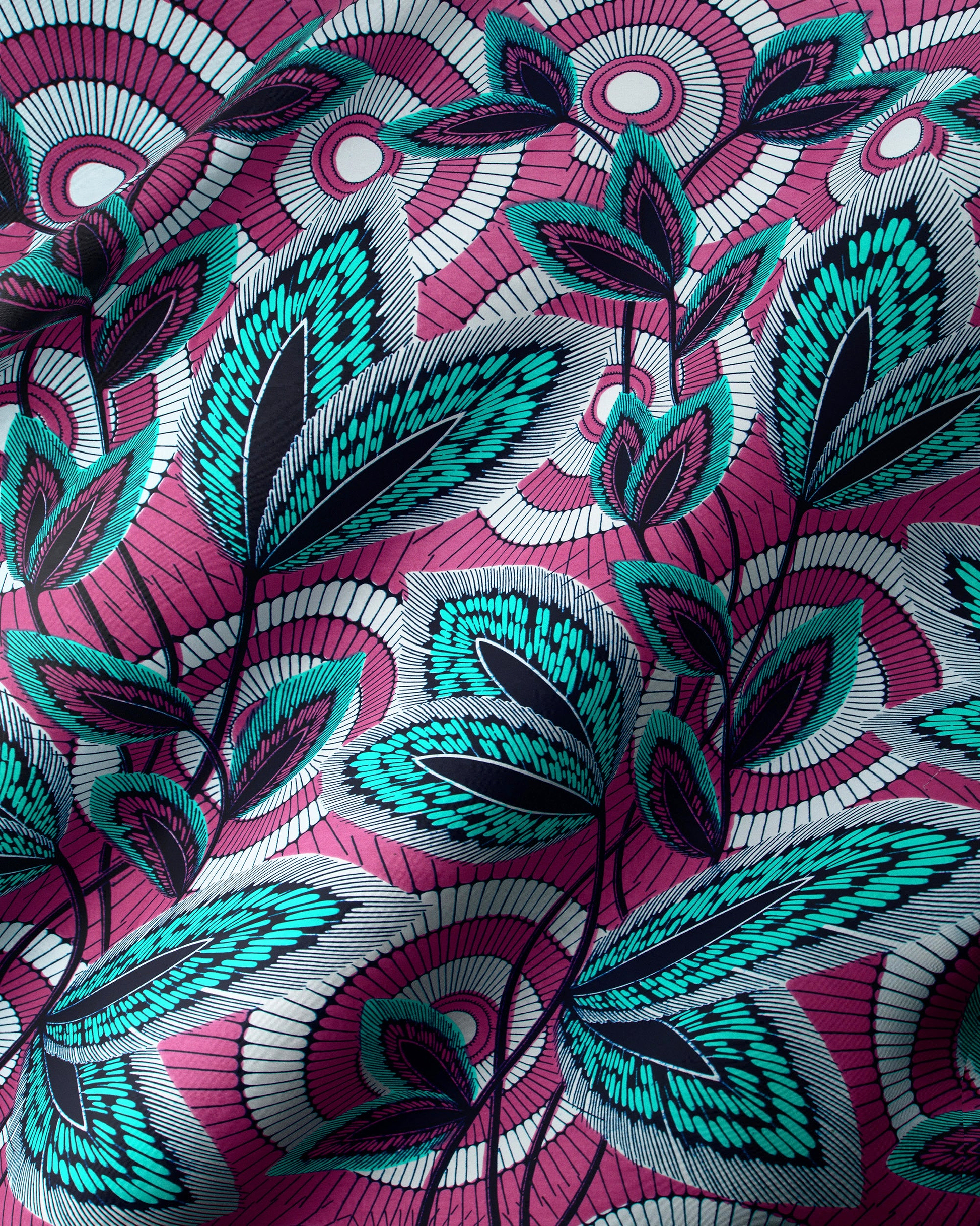 Vibrant pink teal black patterned wax hollandais vl03941.011