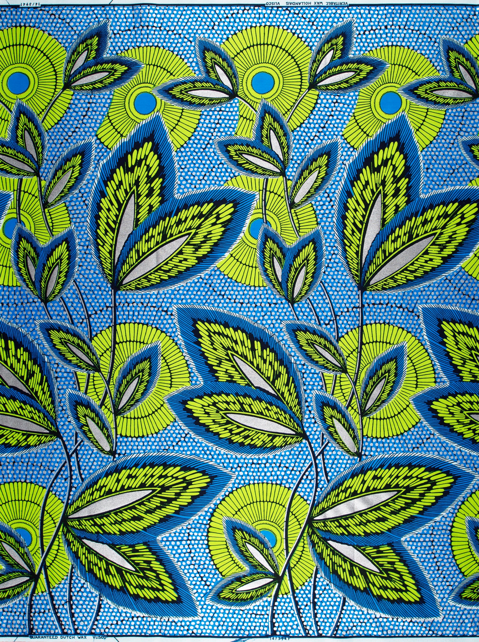 Vibrant blue lime green patterned wax hollandais vl03941.012