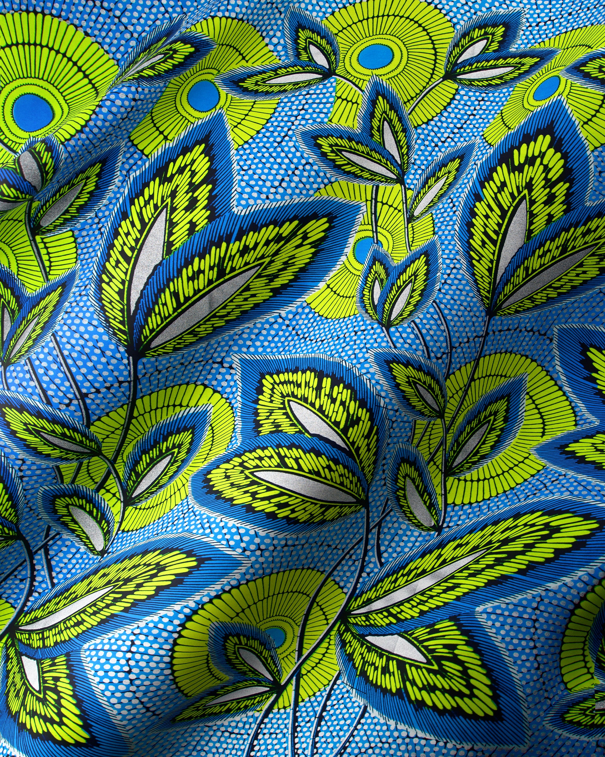 Vibrant blue lime green patterned wax hollandais vl03941.012