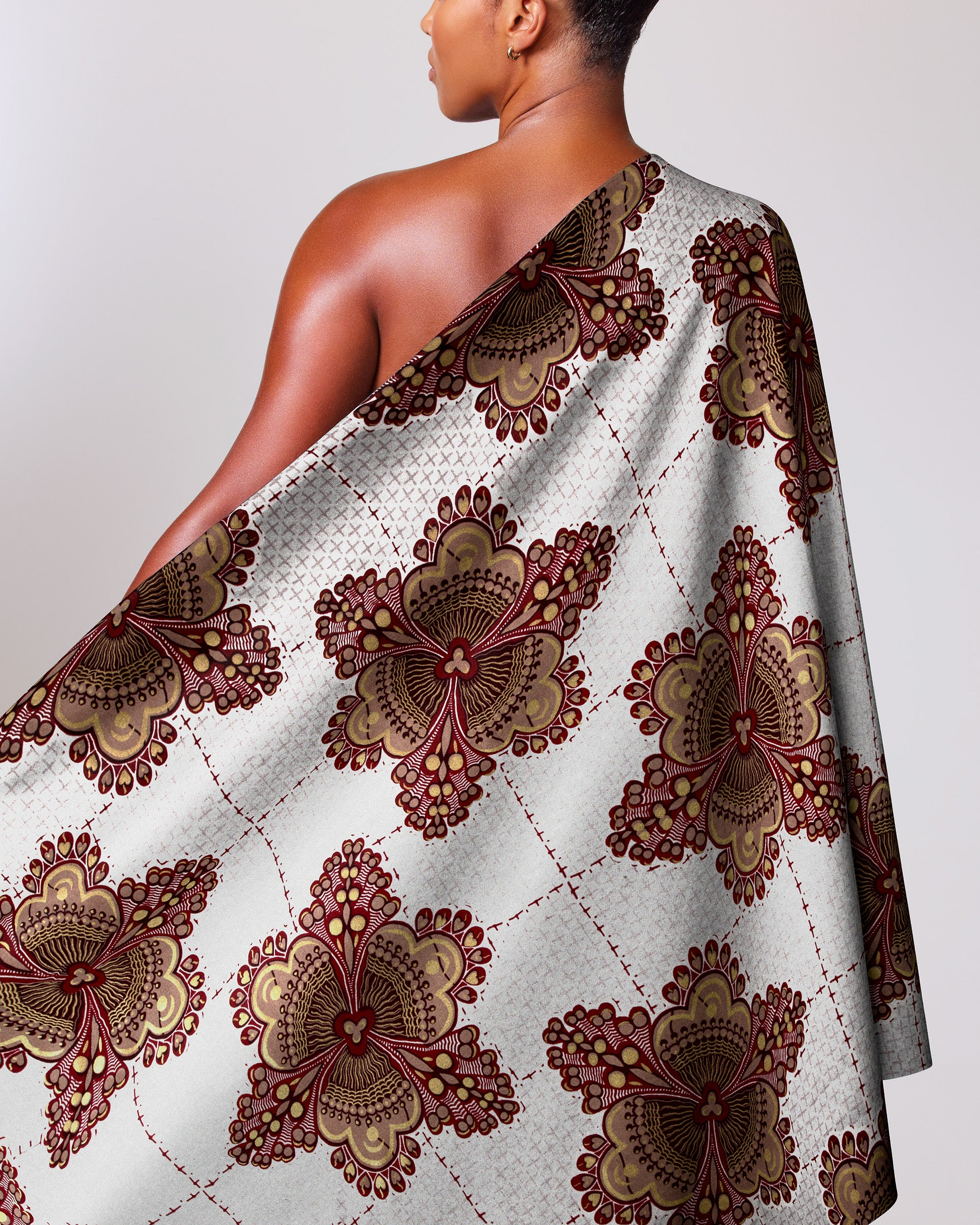 One-shoulder wrap dress bold intricate wax glitterglam vl04185.017