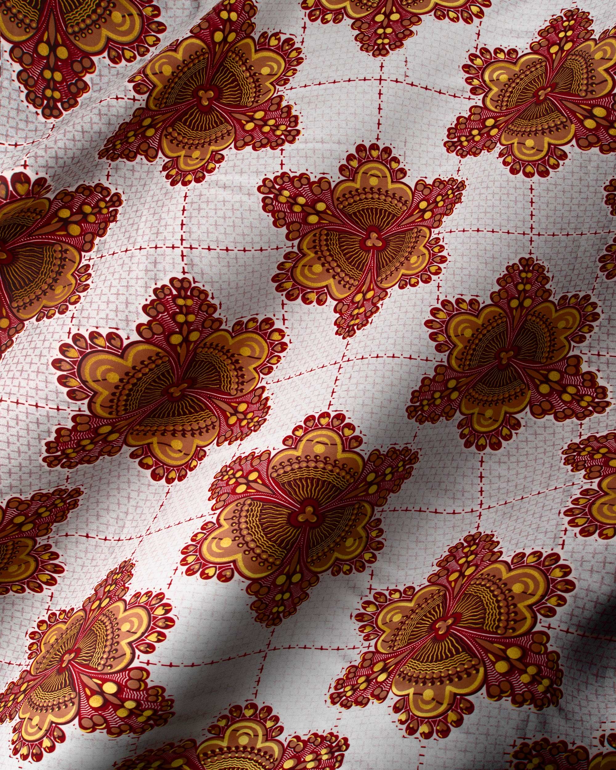 White fabric pattern ornate symmetrical wax glitterglam vl04185.017