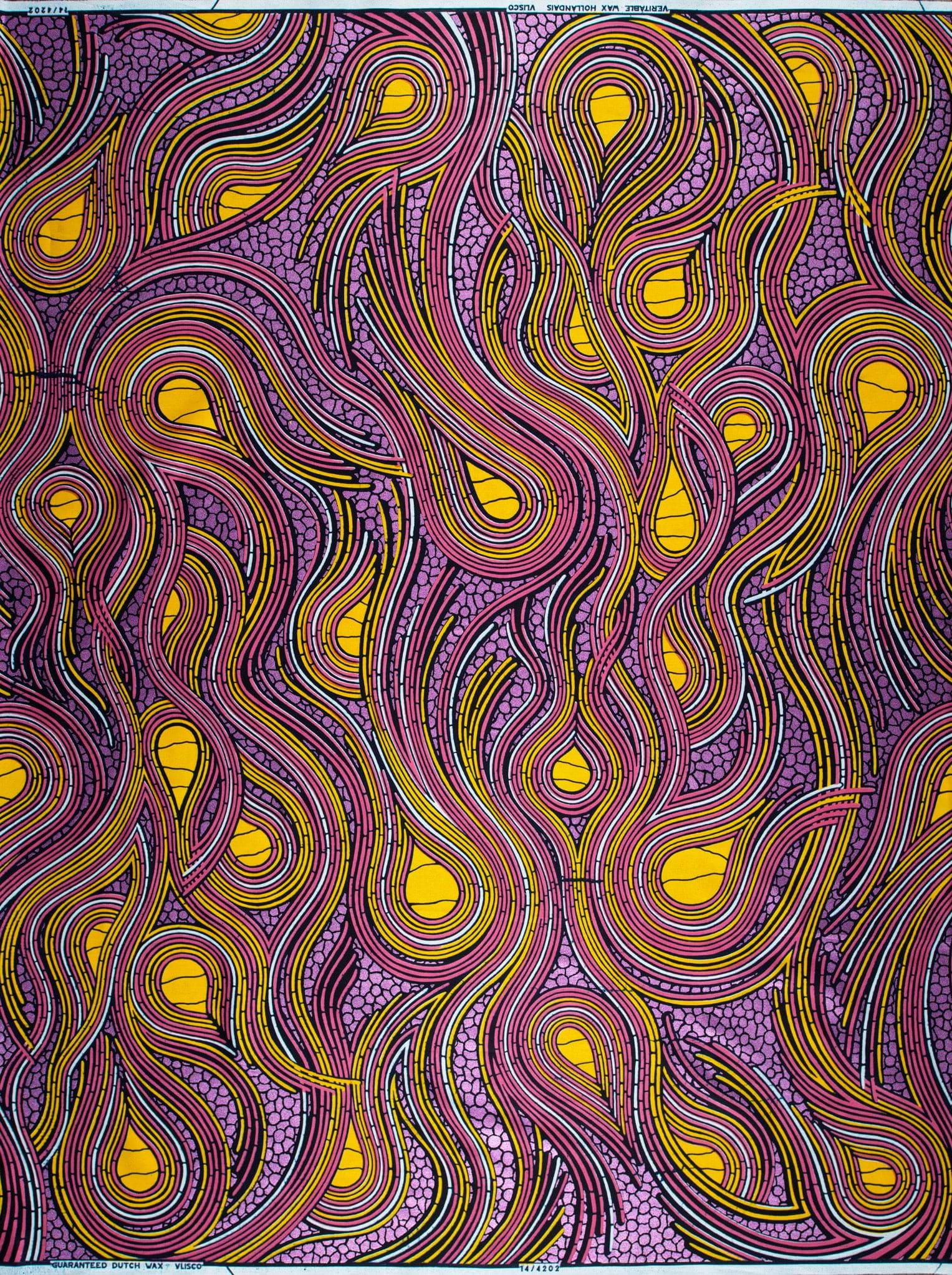 Vibrant purple yellow abstract fabric wax hollandais vl04202.020