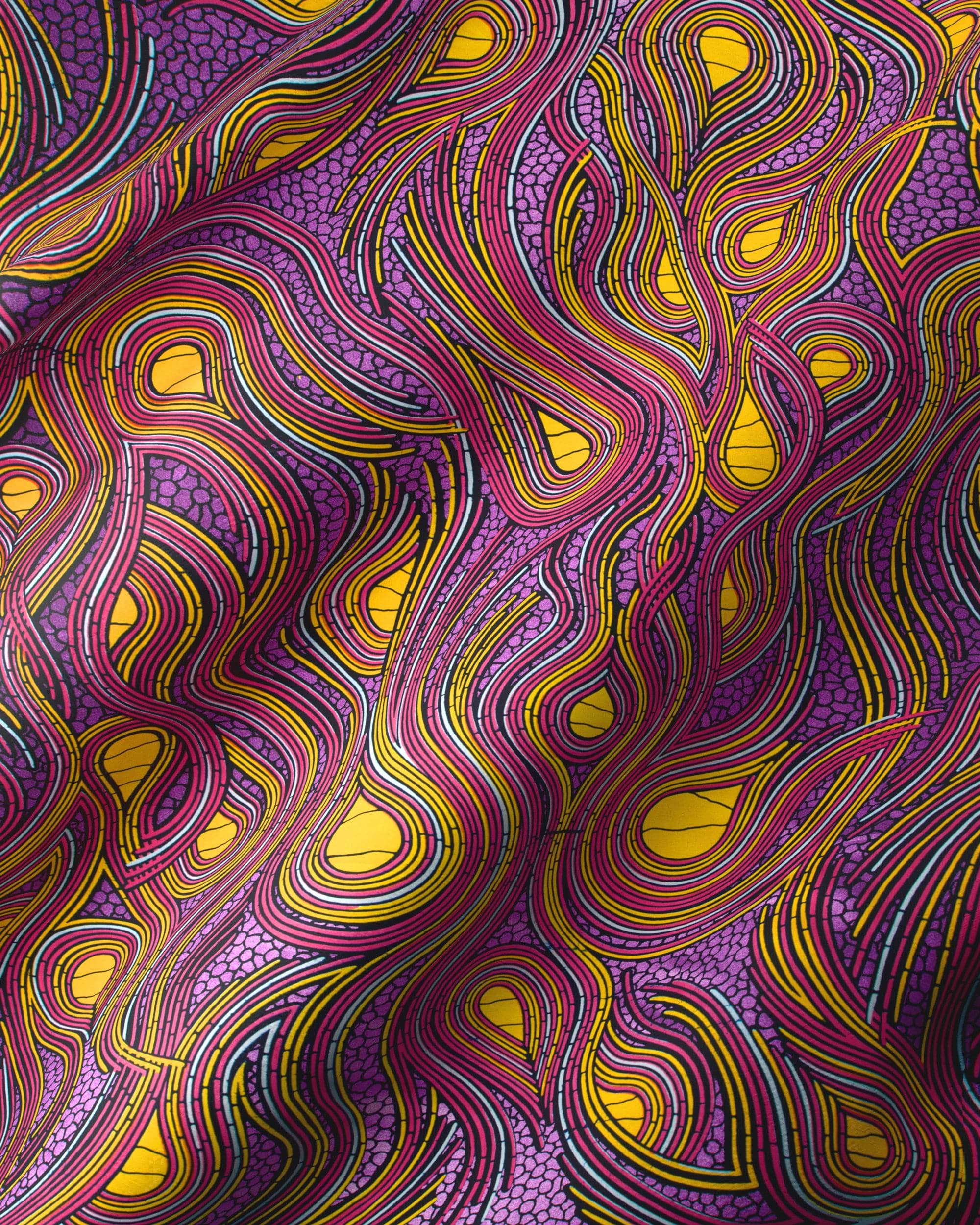 Vibrant purple fabric patterns yellow wax hollandais vl04202.020