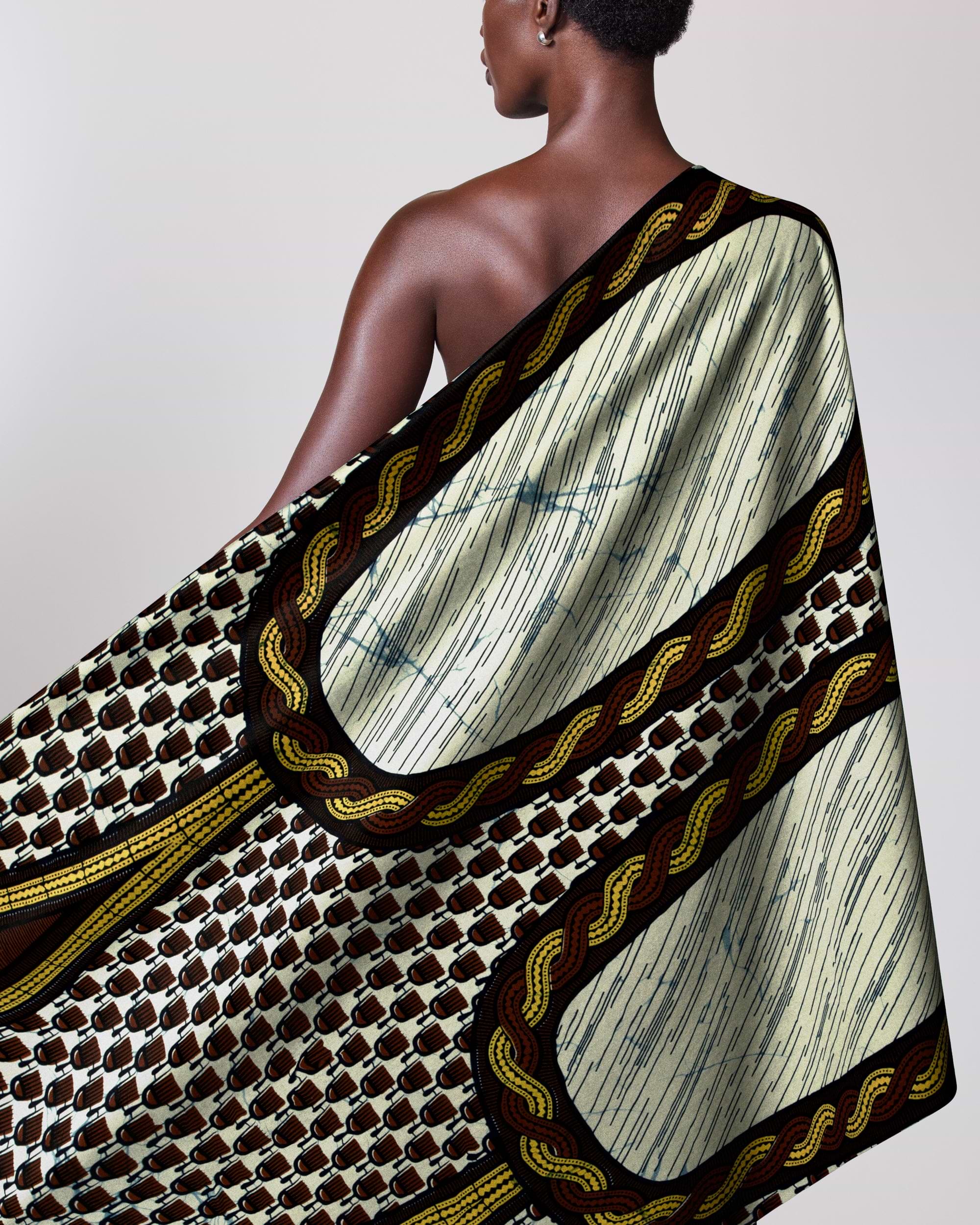 Off-white brown patterned wrap intricate wax hollandais vl04295.089