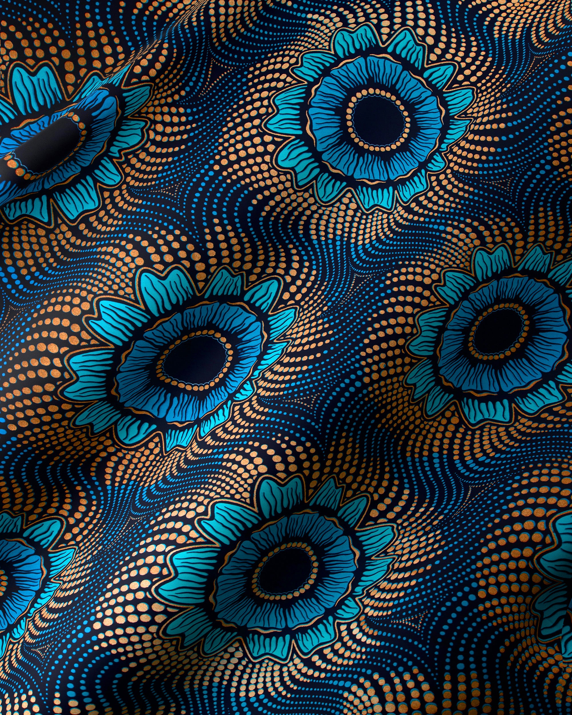 Vibrant blue floral-patterned fabric bold wax hollandais vl04352.011
