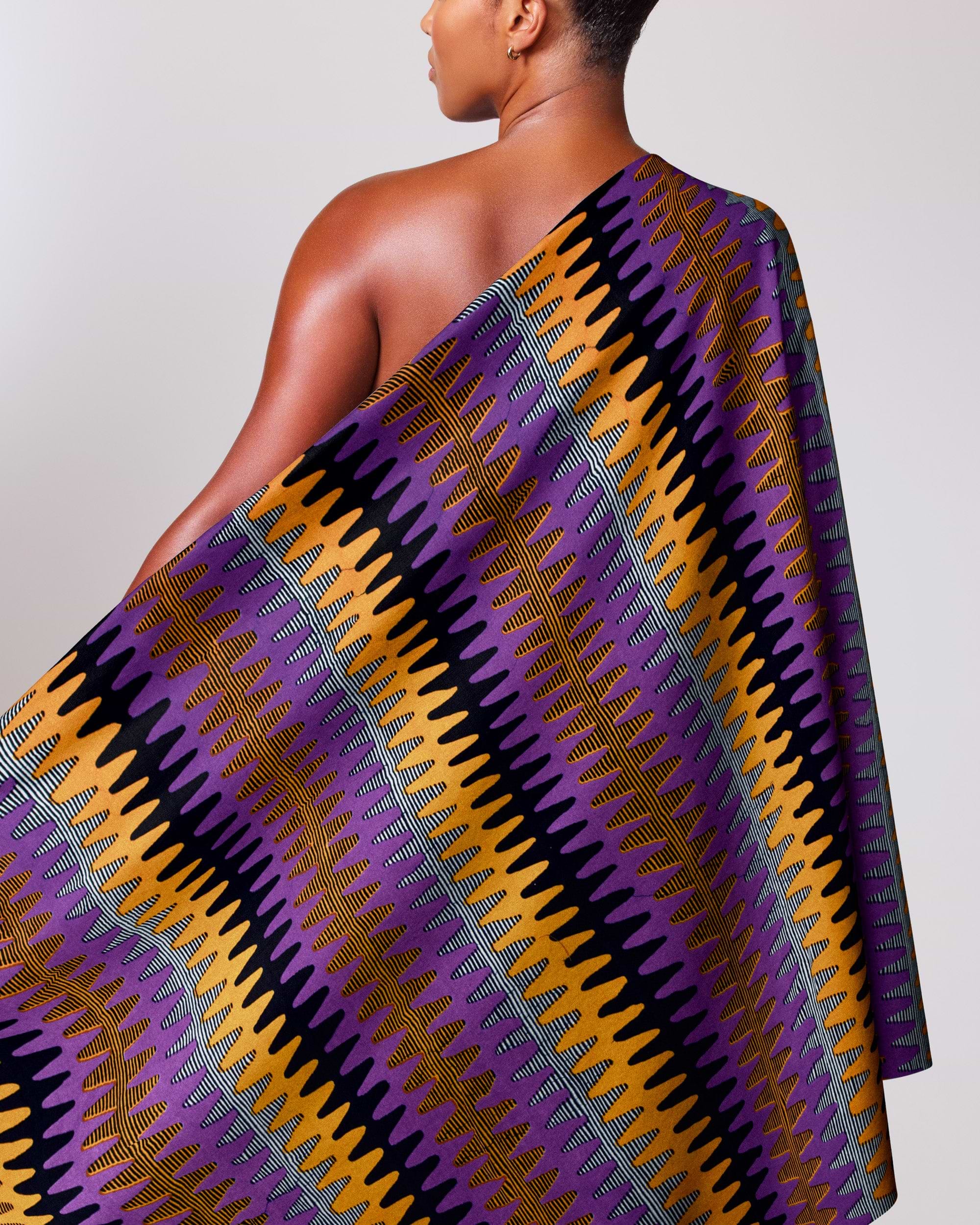Vibrant one-shoulder wrap dress bold wax hollandais vl04787.086