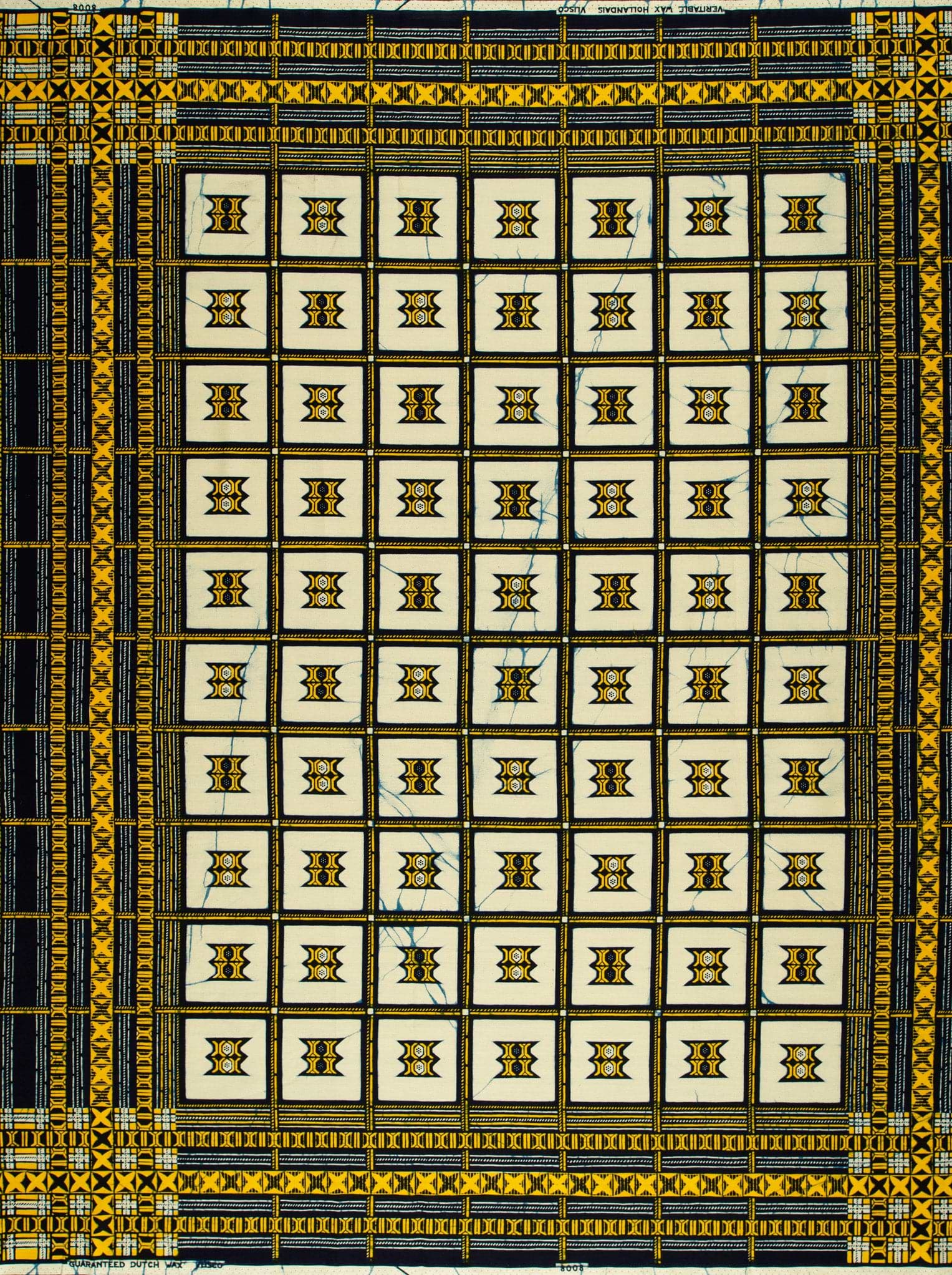 Geometric-patterned fabric grid cream-colored squares wax hollandais vl08008.254