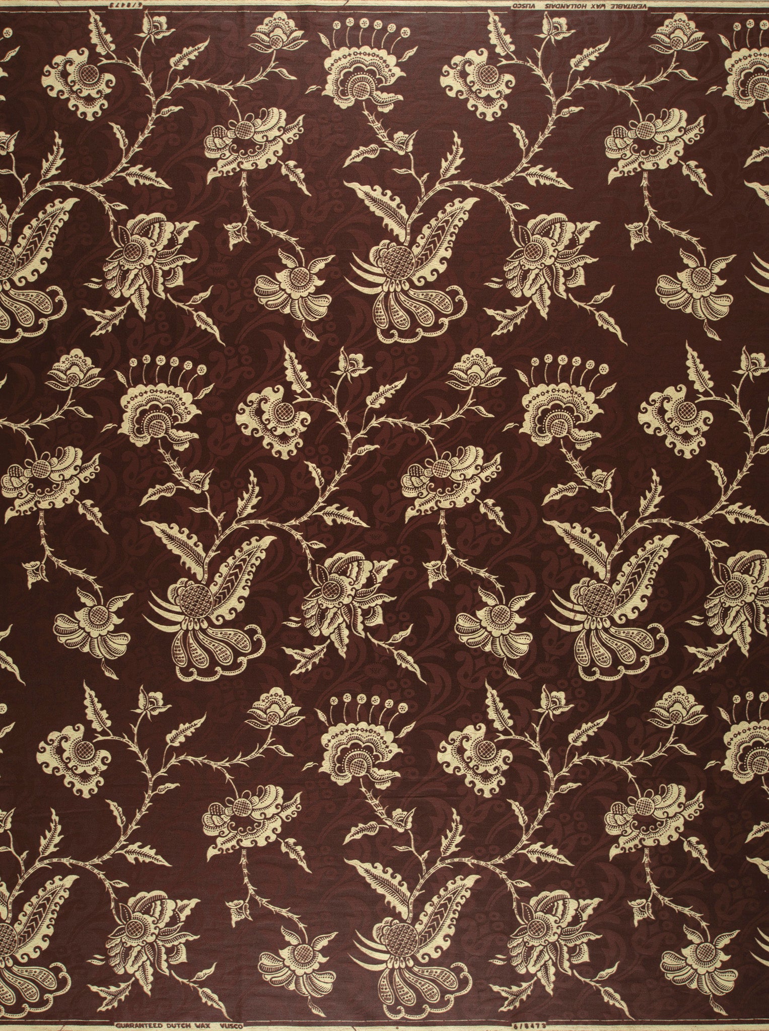 Dark brown fabric intricate cream-colored wax hollandais vl08473.007