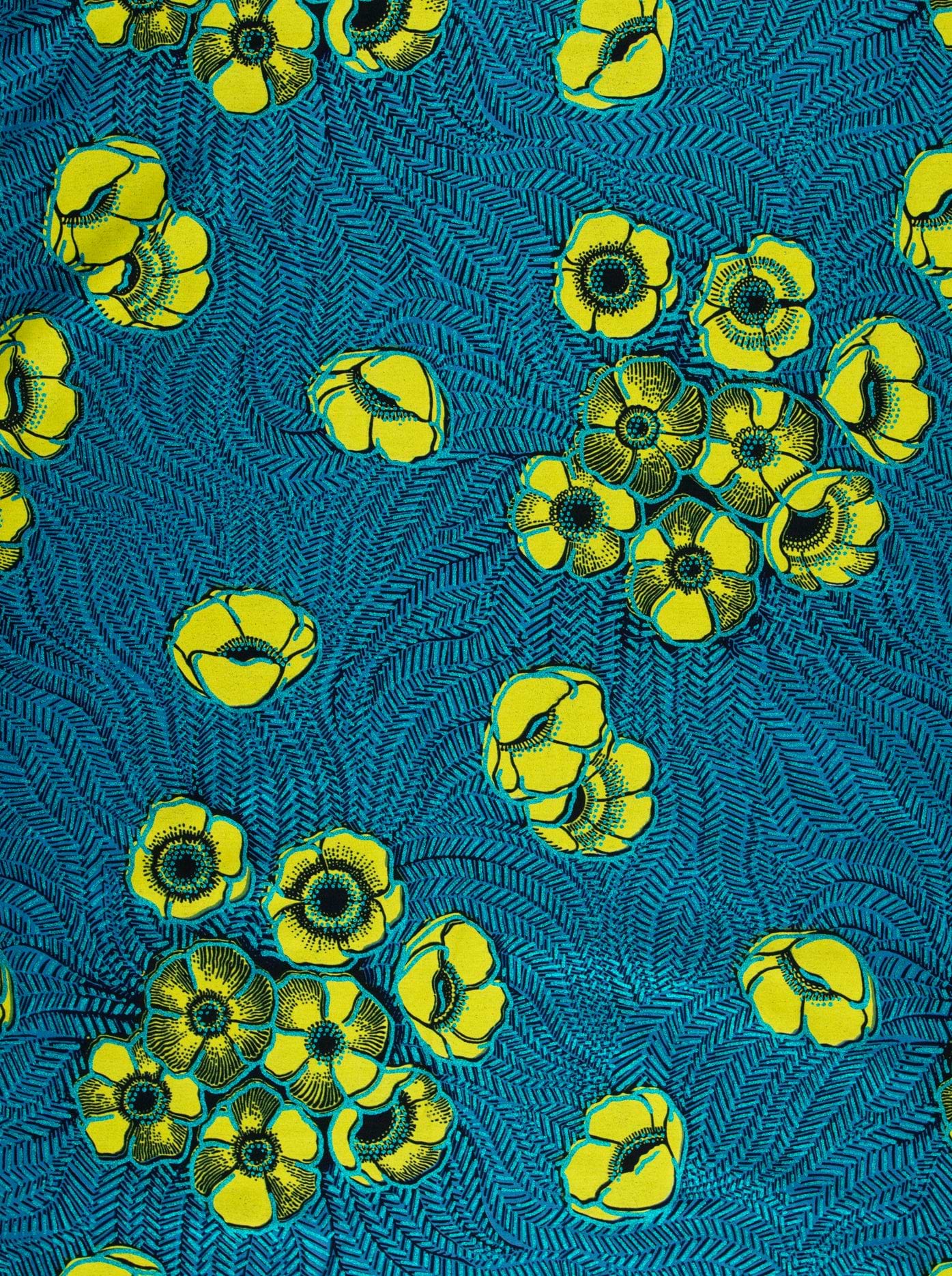 Vibrant yellow flowers black centers wax hollandais vl08621.018