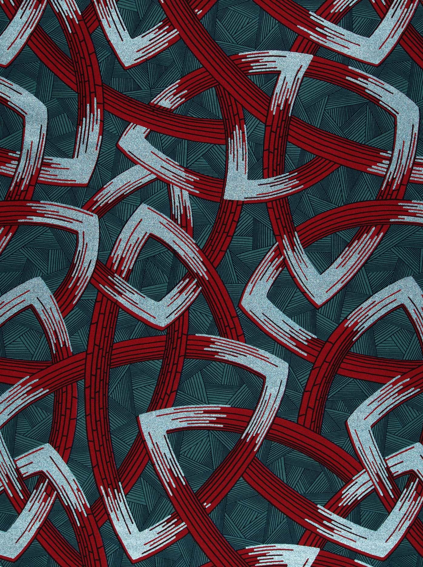 Red white interwoven geometric pattern wax hollandais vl08667.003