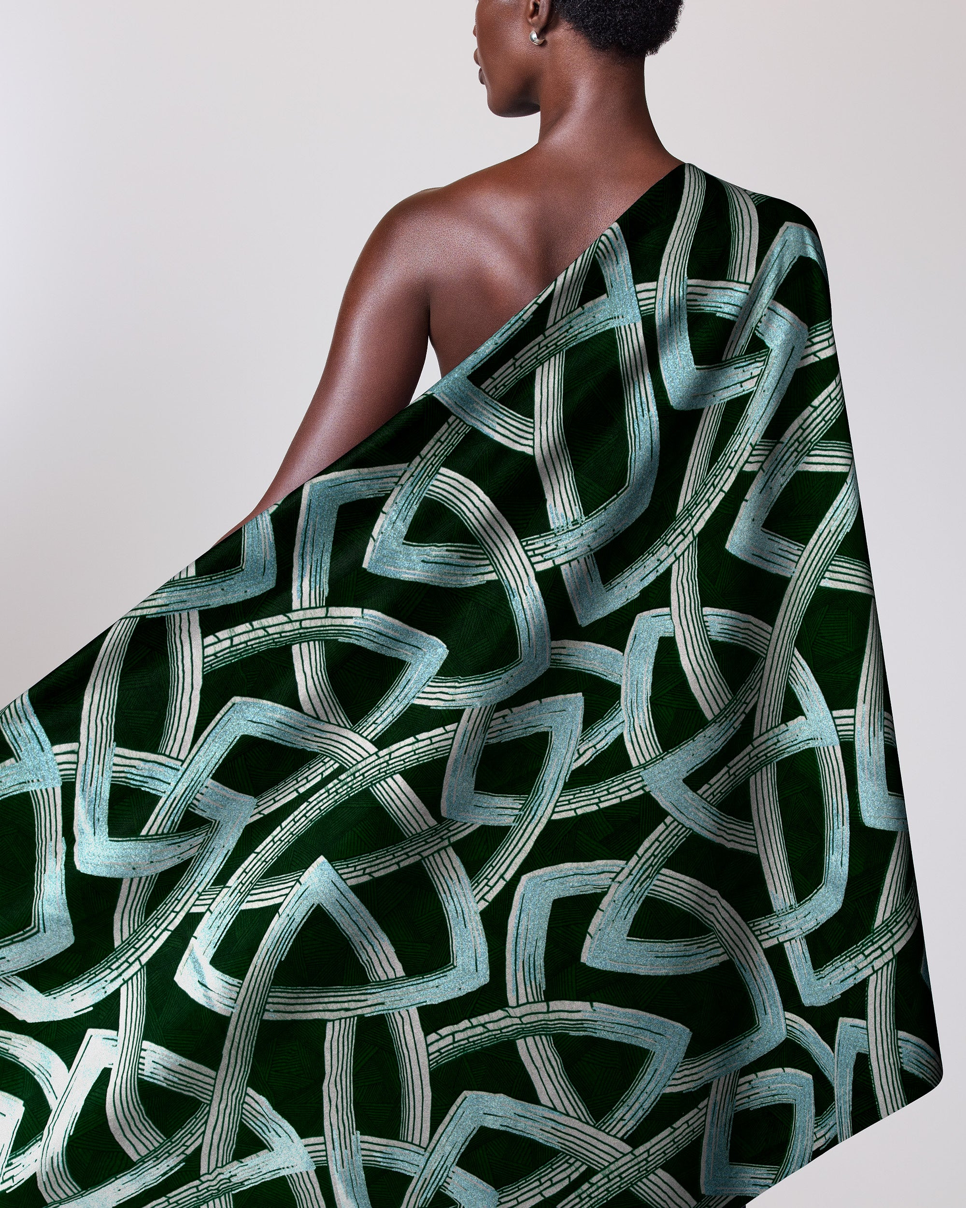 Dark green velvet-like shawl intricate wax hollandais vl08667.007