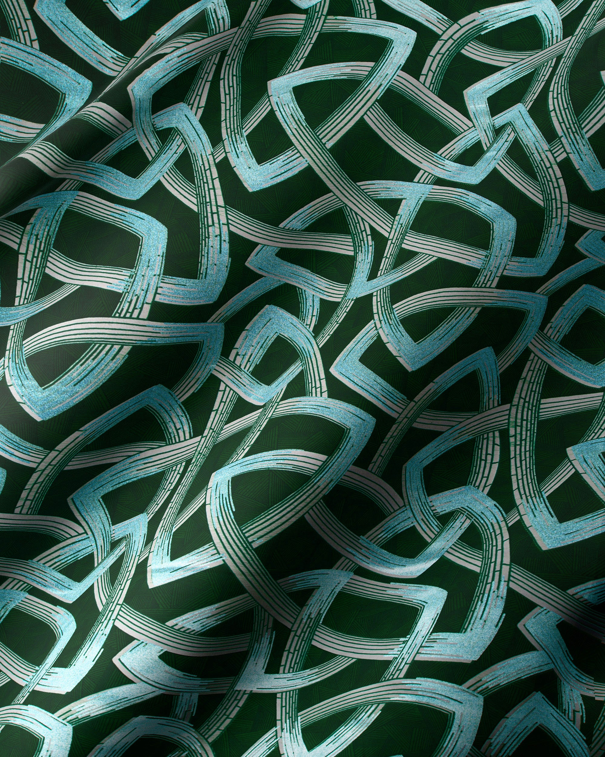 Dark green fabric intricate interwoven wax hollandais vl08667.007