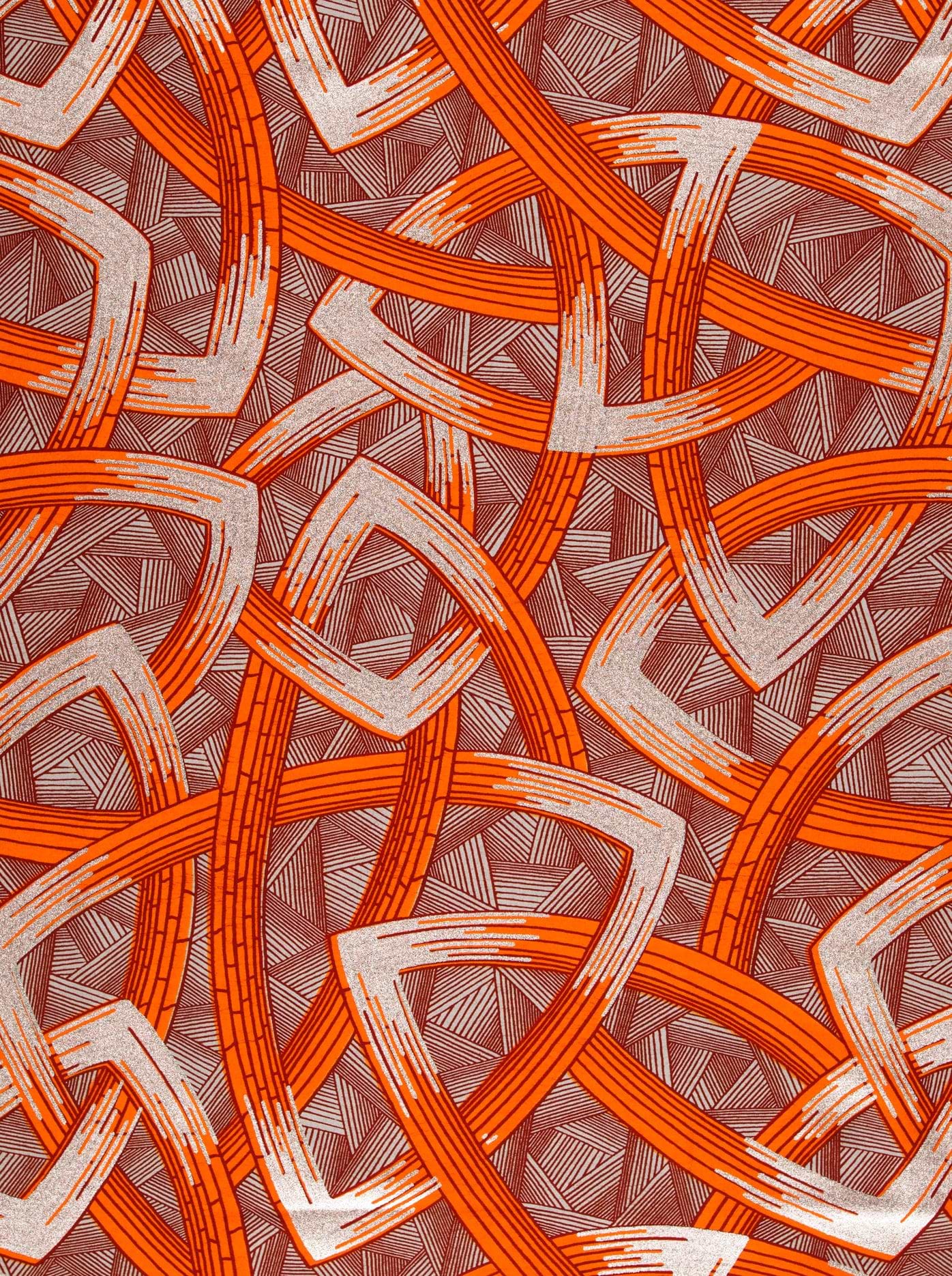 Vibrant orange white interwoven geometric wax hollandais vl08667.008