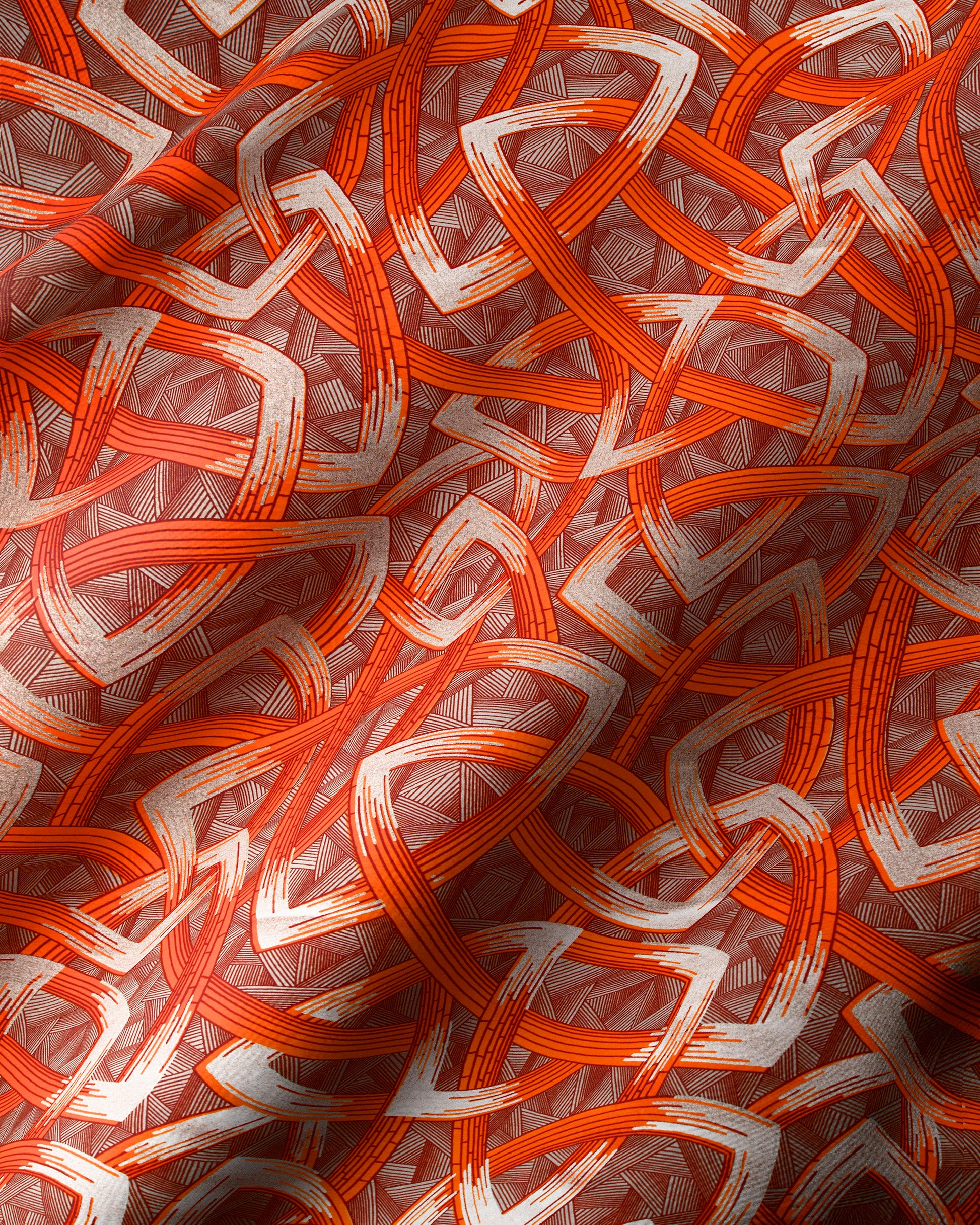 Vibrant orange white interwoven geometric wax hollandais vl08667.008