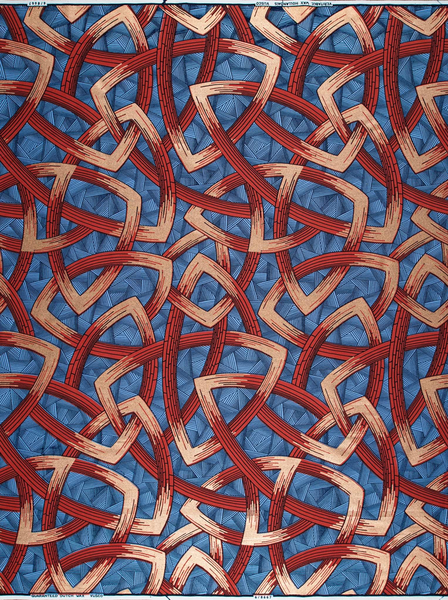 Blue fabric bold interwoven geometric wax hollandais vl08667.010