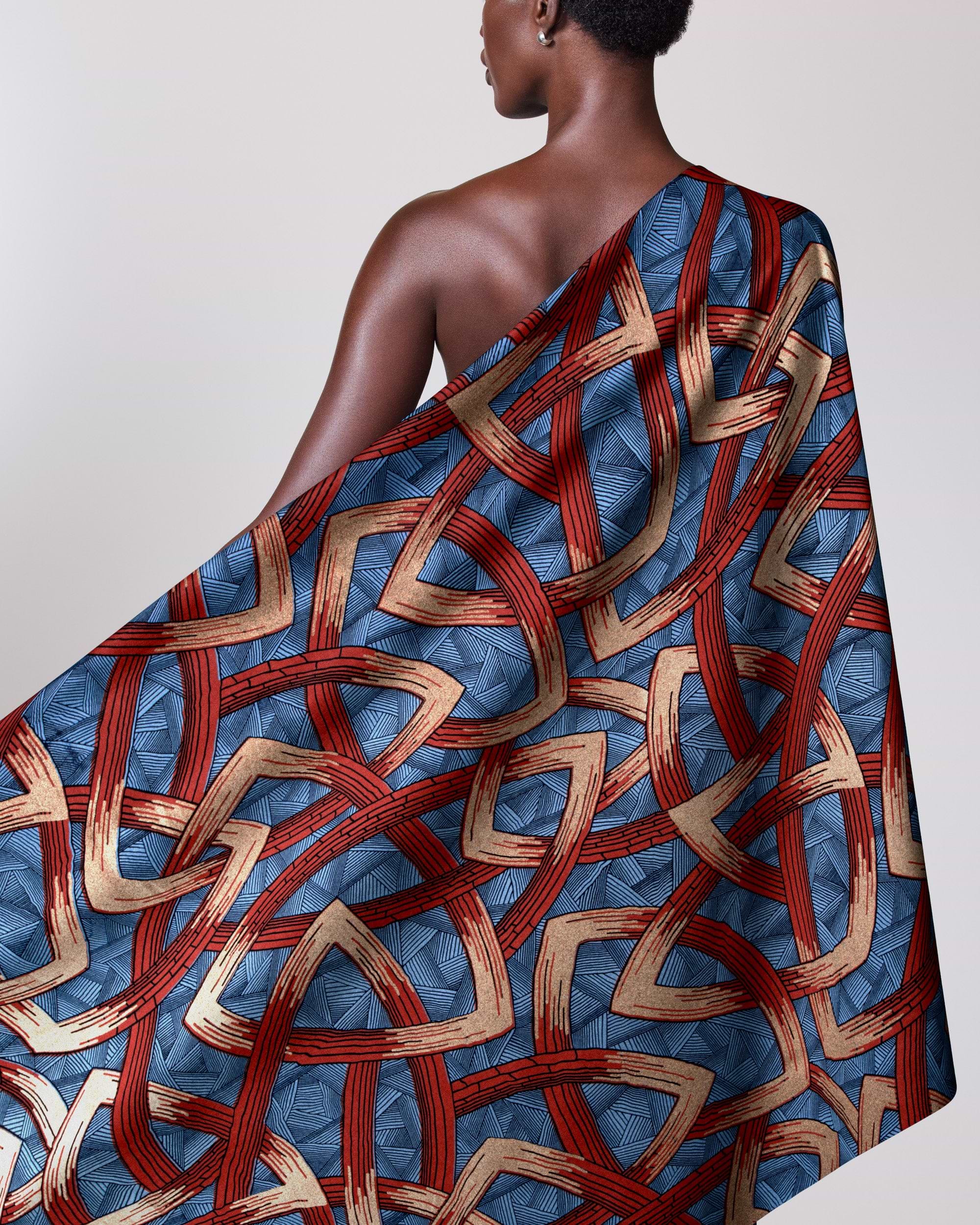 Vibrant blue red beige patterned wax hollandais vl08667.010