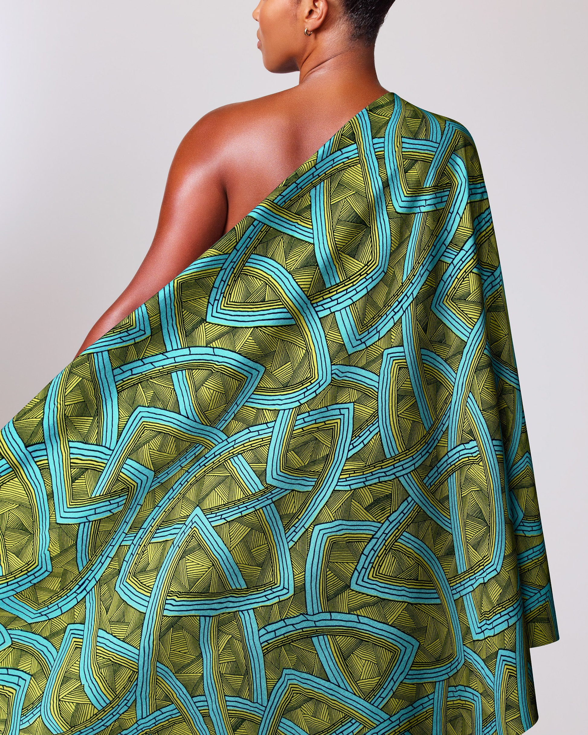 Vibrant olive green turquoise geometric-patterned wax hollandais vl08667.011
