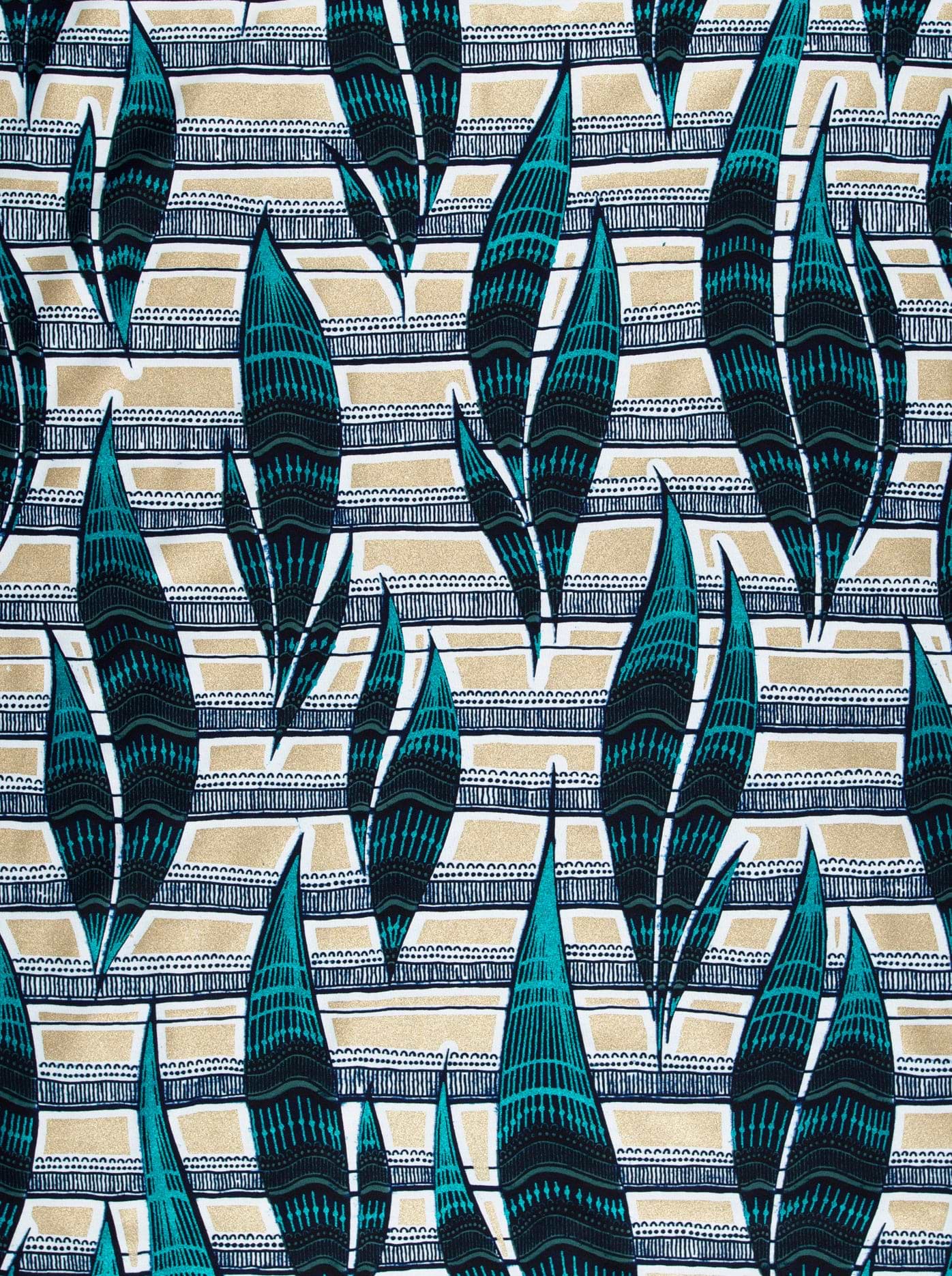 Teal black patterned fabric design wax glitterglam vl08792.017