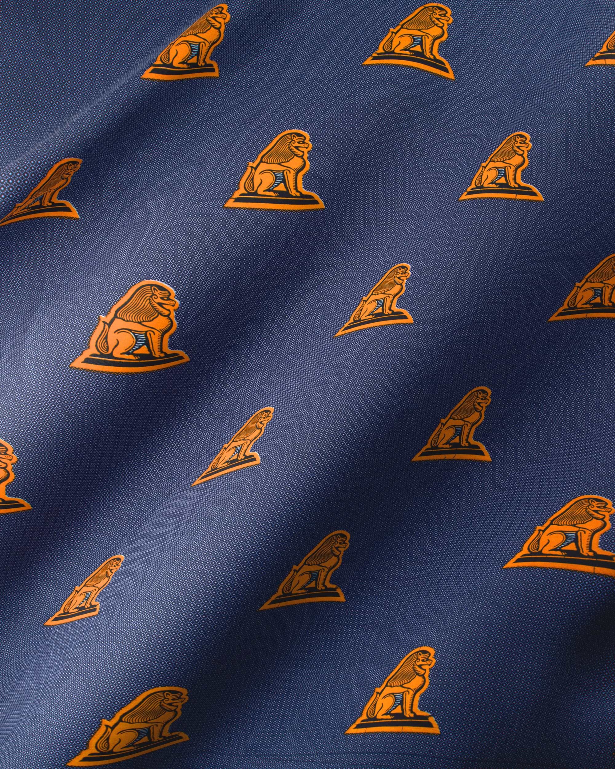 Blue silk tie pattern golden wax hollandais vl08863.085