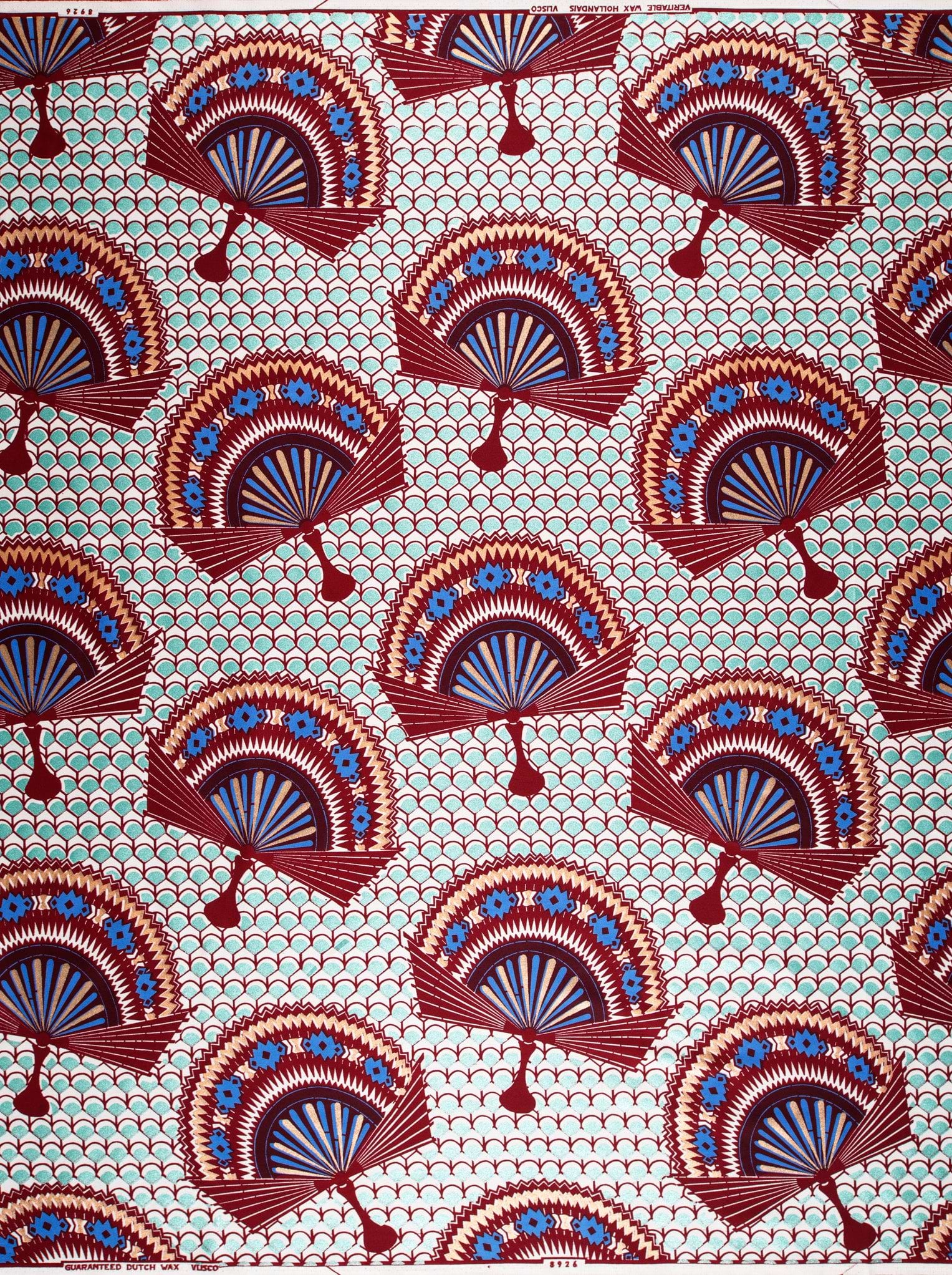 Red blue patterned fan design wax glitterglam vl08926.016