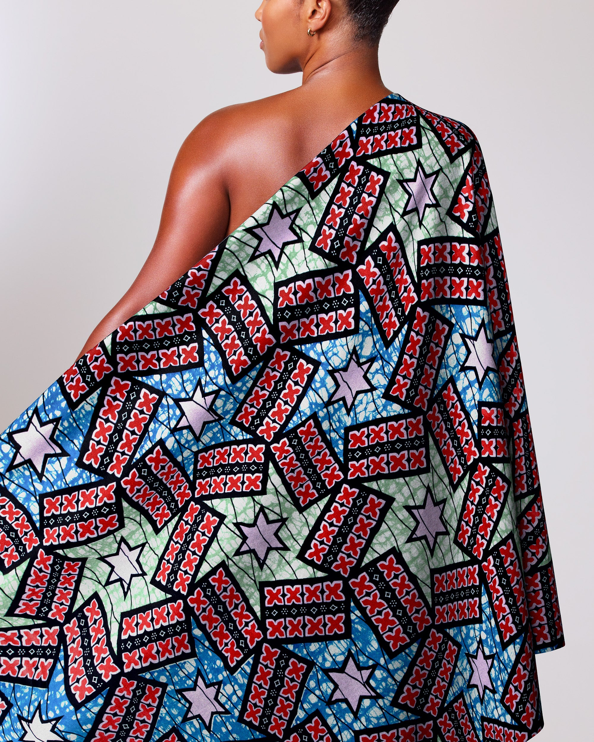Vibrant one-shoulder dress bold african super-wax vl09049.025