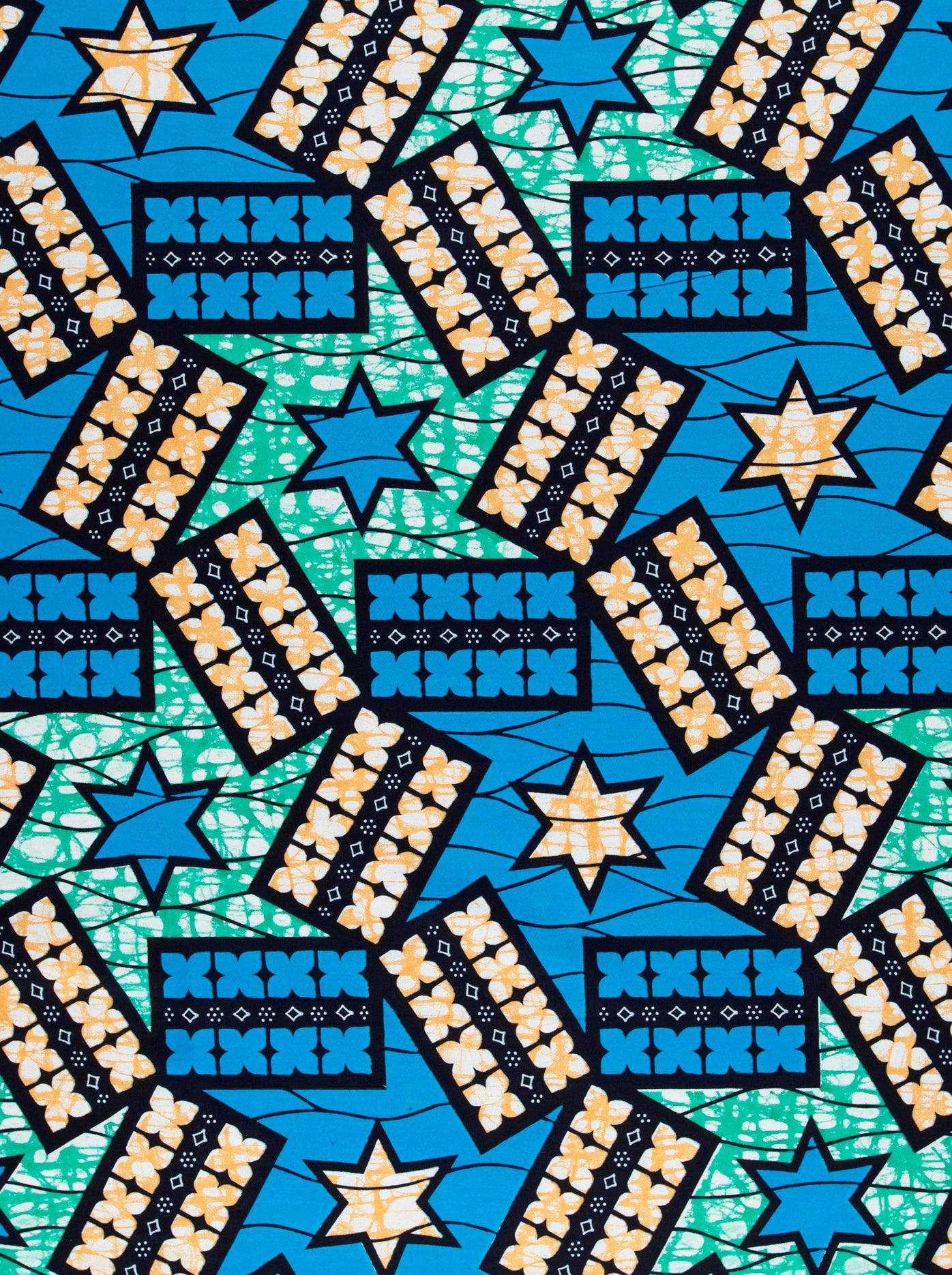 Vibrant blue green patterned fabric super-wax vl09049.026