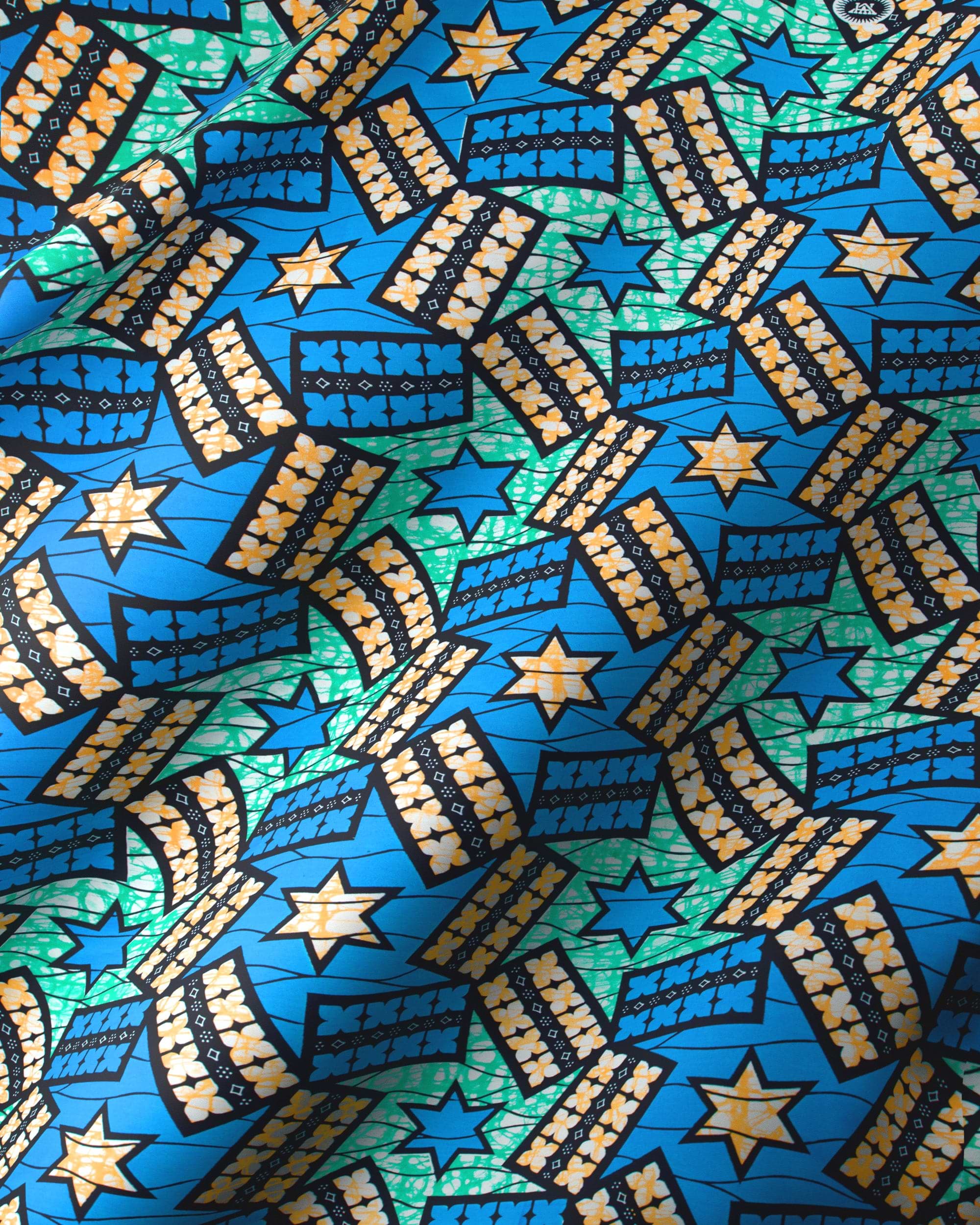 Vibrant blue green african print super-wax vl09049.026