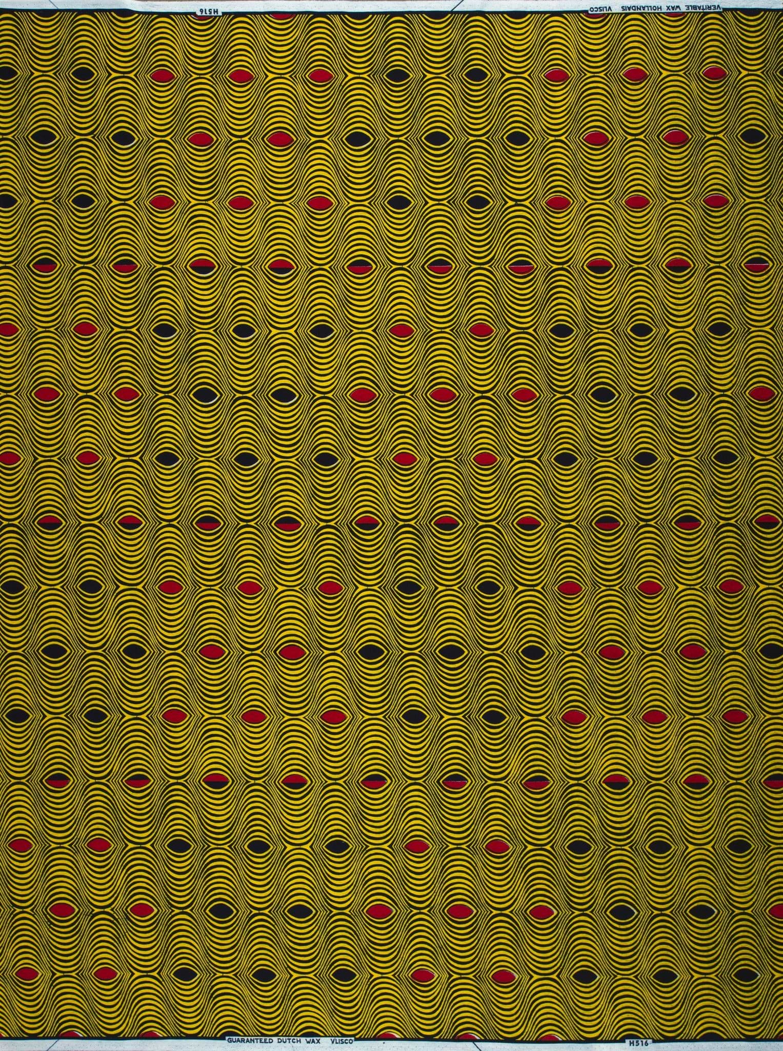 Yellow fabric concentric oval pattern wax hollandais vl0h516.125