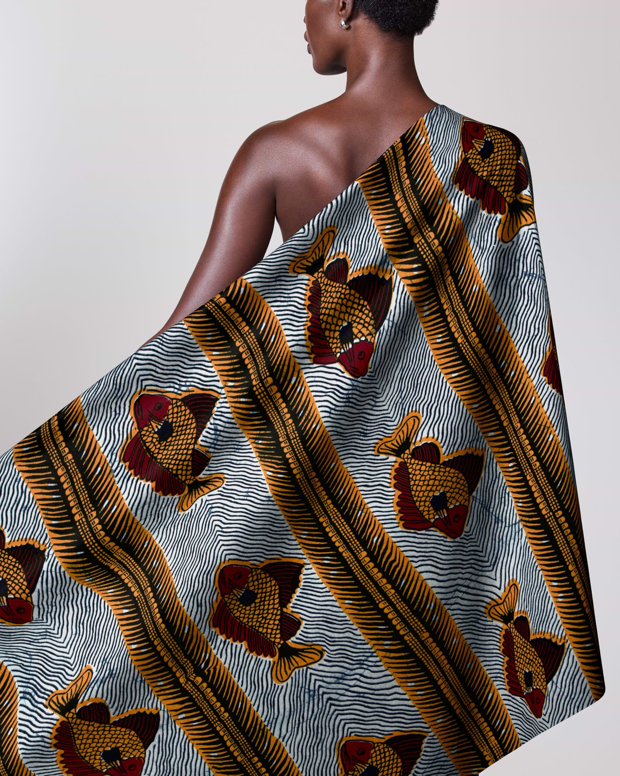 Vibrant one-shoulder wrap dress bold wax hollandais vl0h600.050
