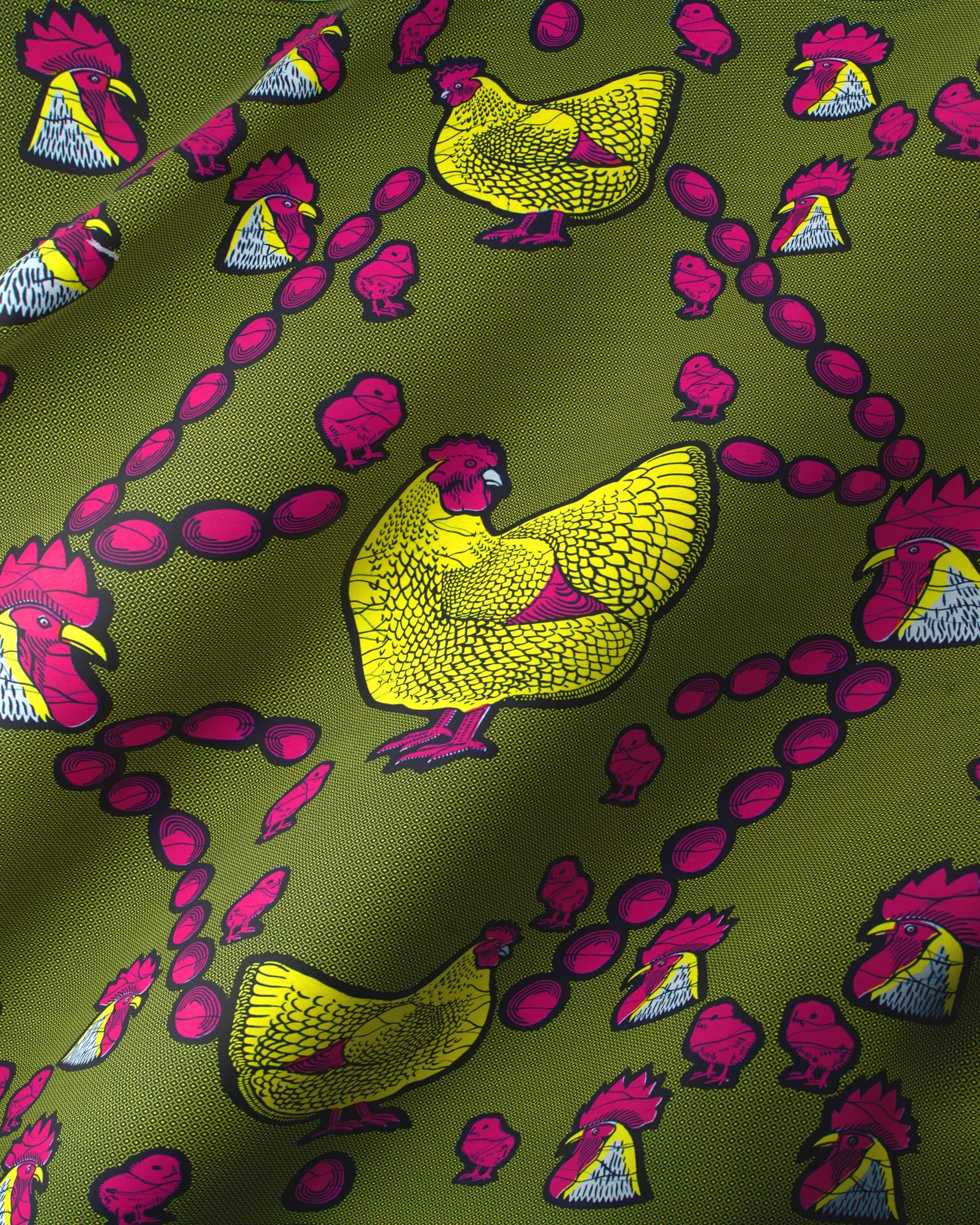 Olive green fabric vibrant pattern wax hollandais vl0h628.144