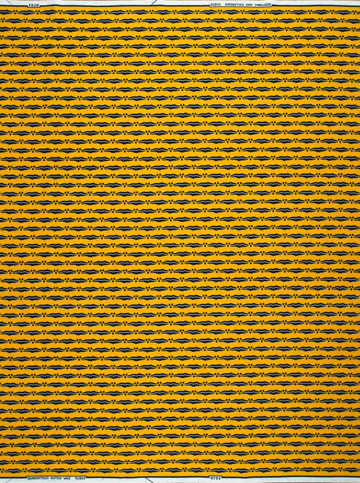 Yellow fabric black geometric pattern wax hollandais vl0h703.129