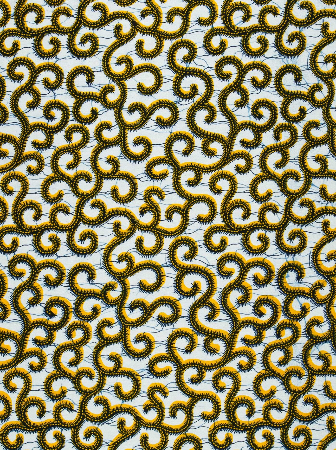 Yellow black patterned fabric wax hollandais vl0h907.149