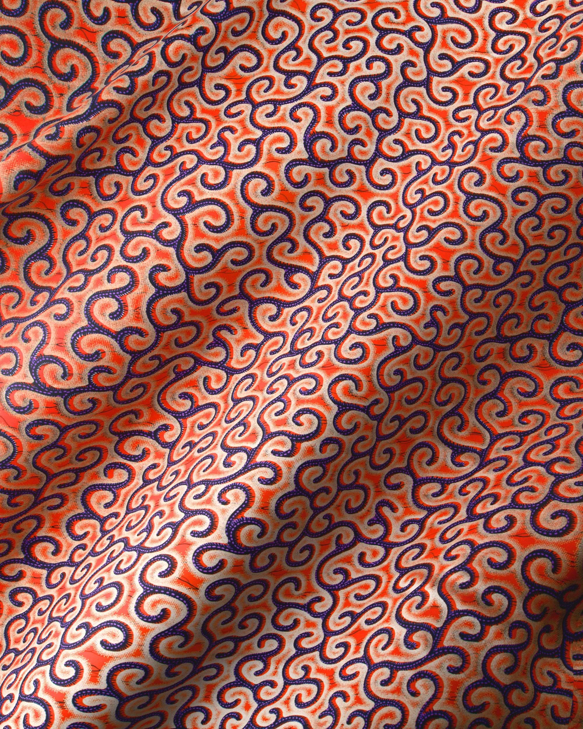 Vibrant orange fabric pattern dark wax hollandais vl0h907.240