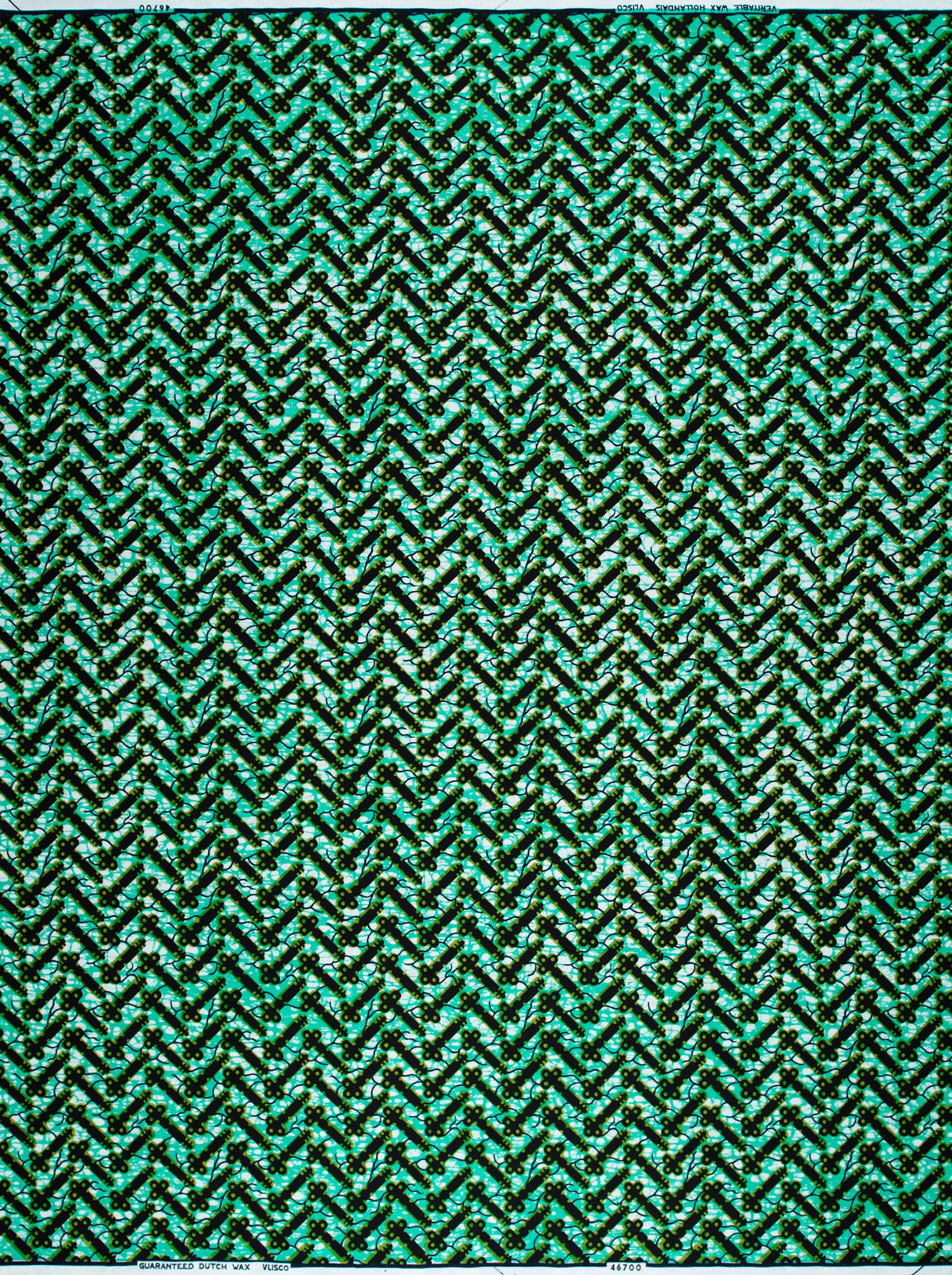Teal black herringbone-patterned fabric subtle wax hollandais vl46700.045
