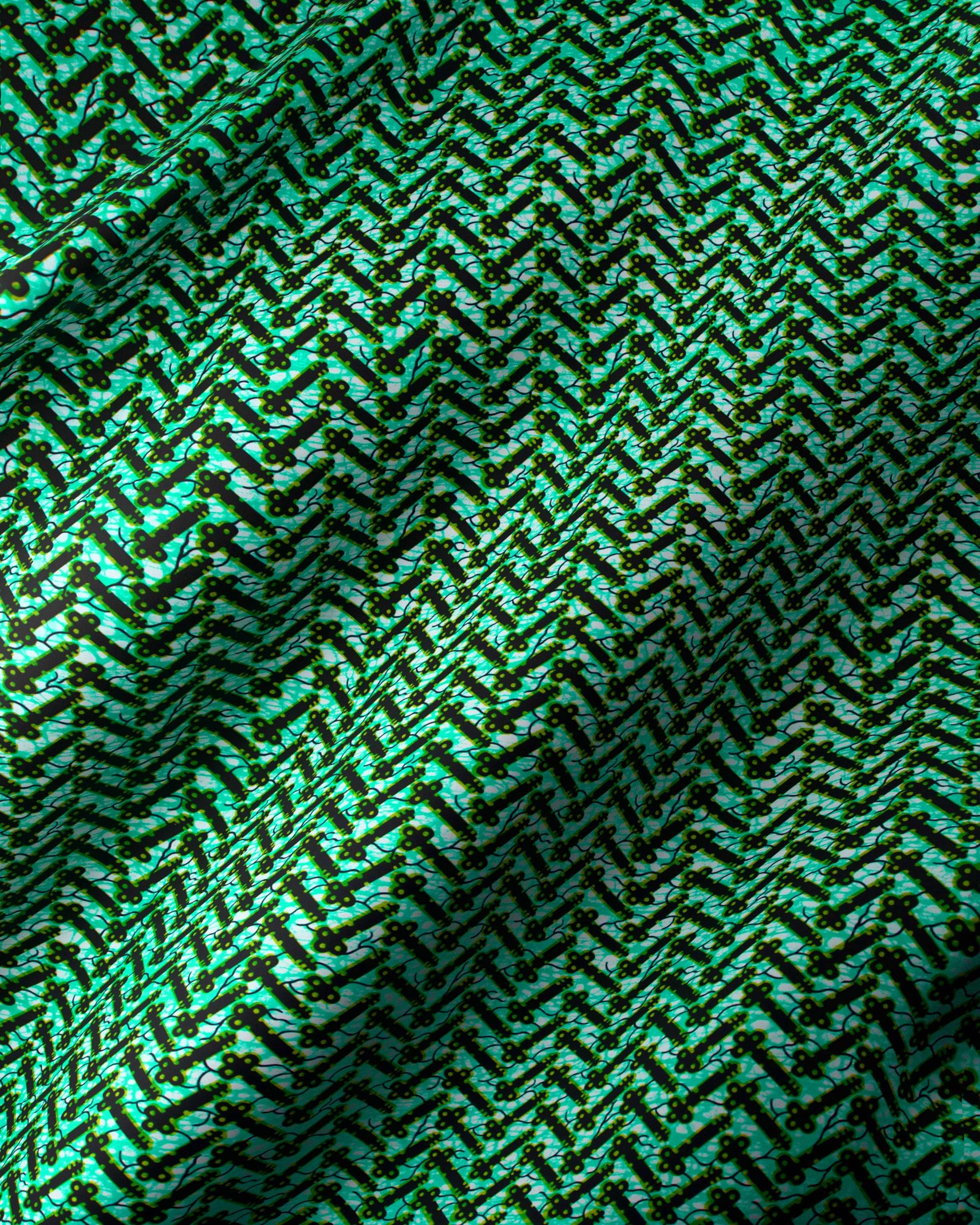 Emerald green fabric black keyhole wax hollandais vl46700.045